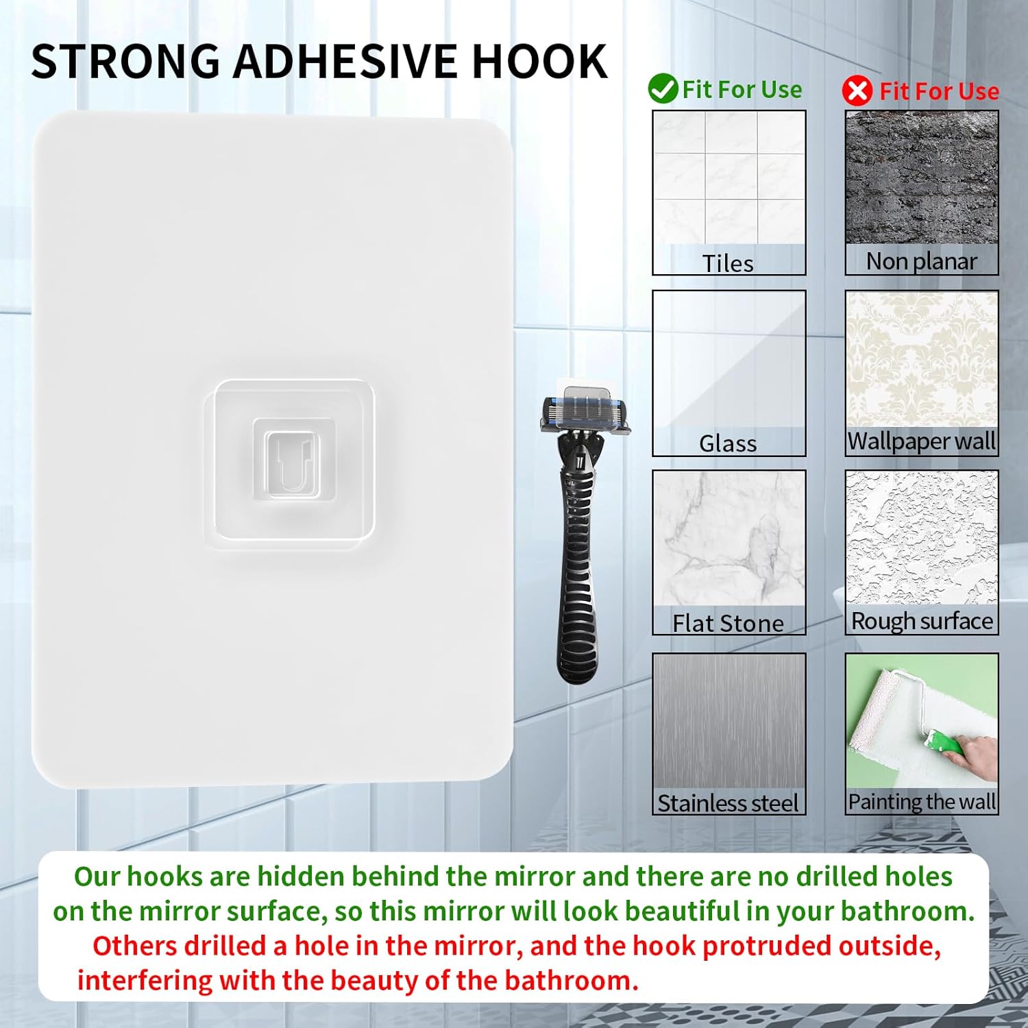 Big Strong Easy to Use - No Fog Show-Mirror for Shaving