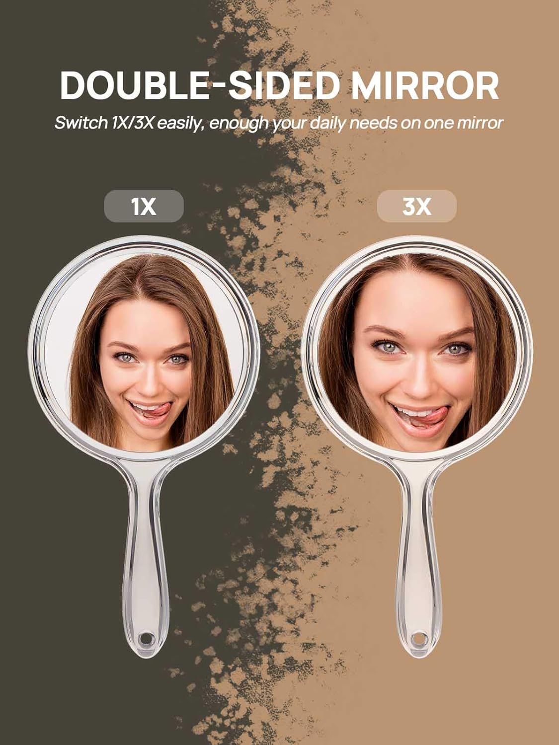 Compact Double-Sided Magnifying Mirror