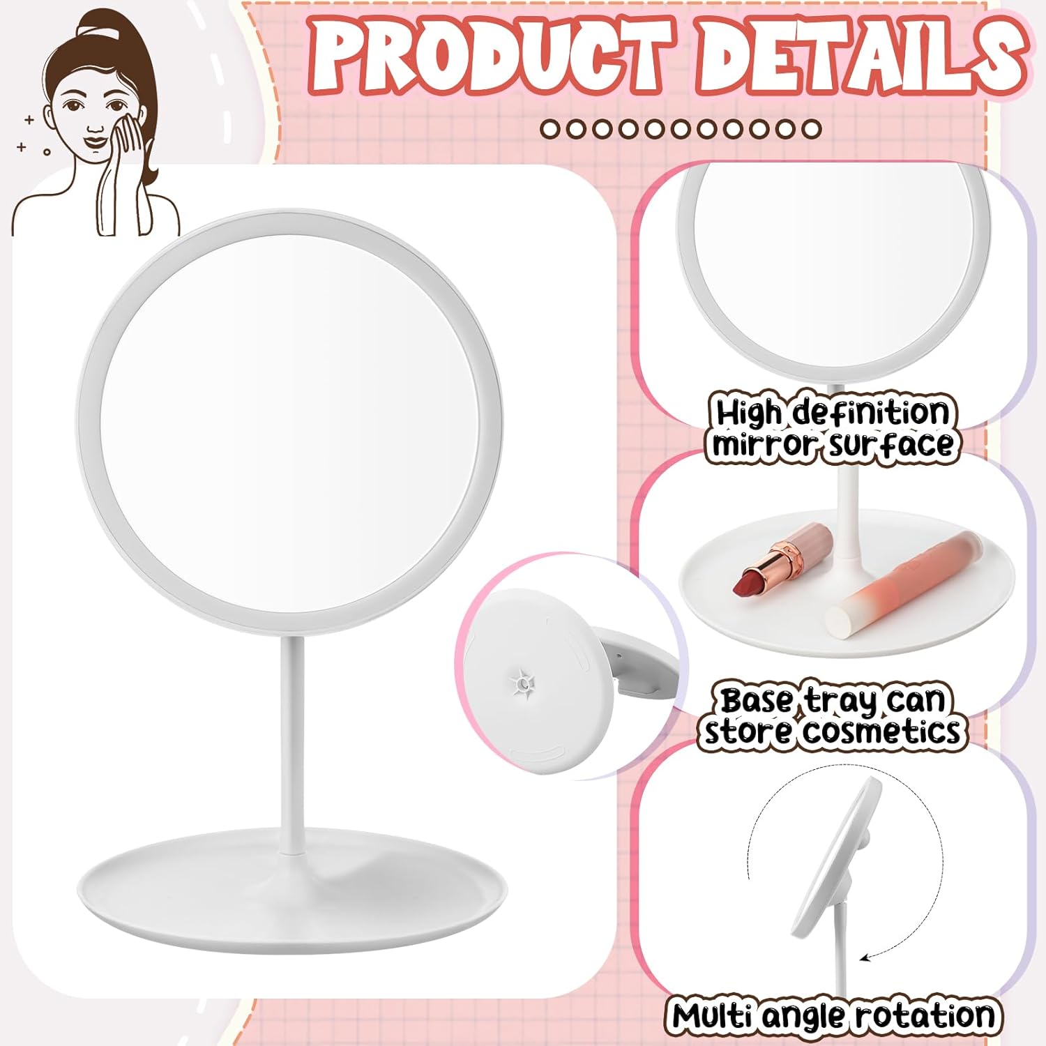 6 Pcs Spa Party Mirror White