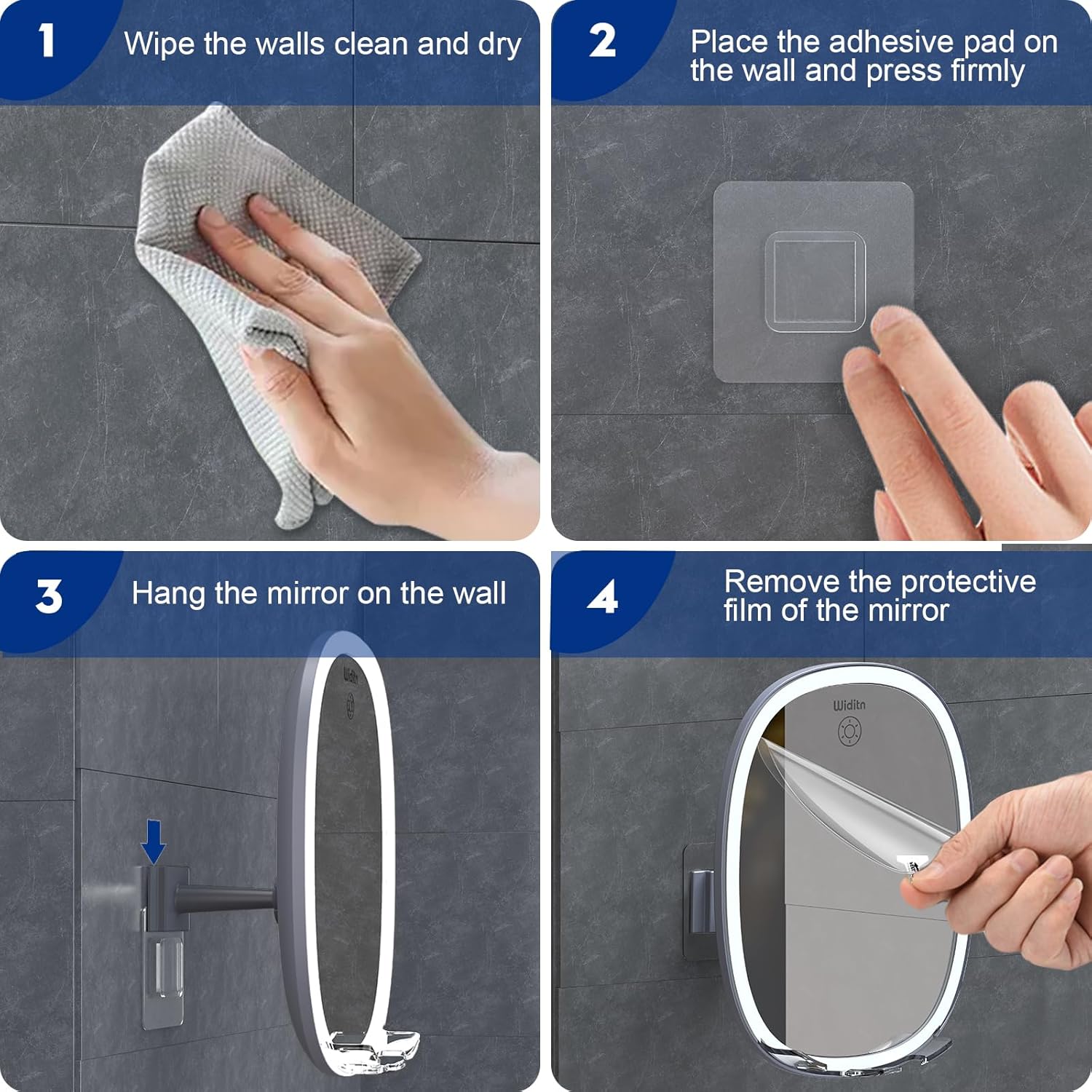 Fogless LED Shower Mirror with Adjustment