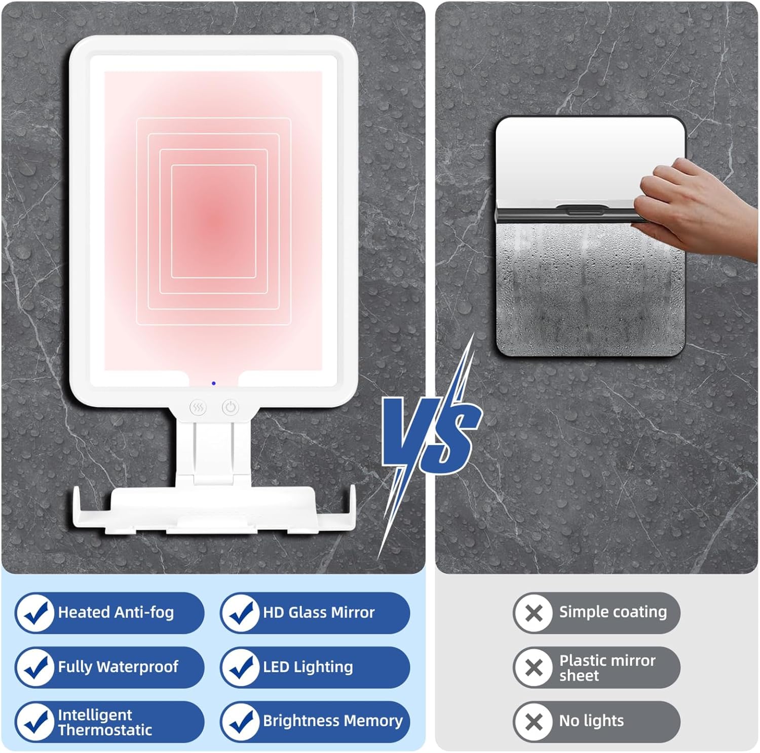 Heated Anti-Fog Shower Mirror for Shavers