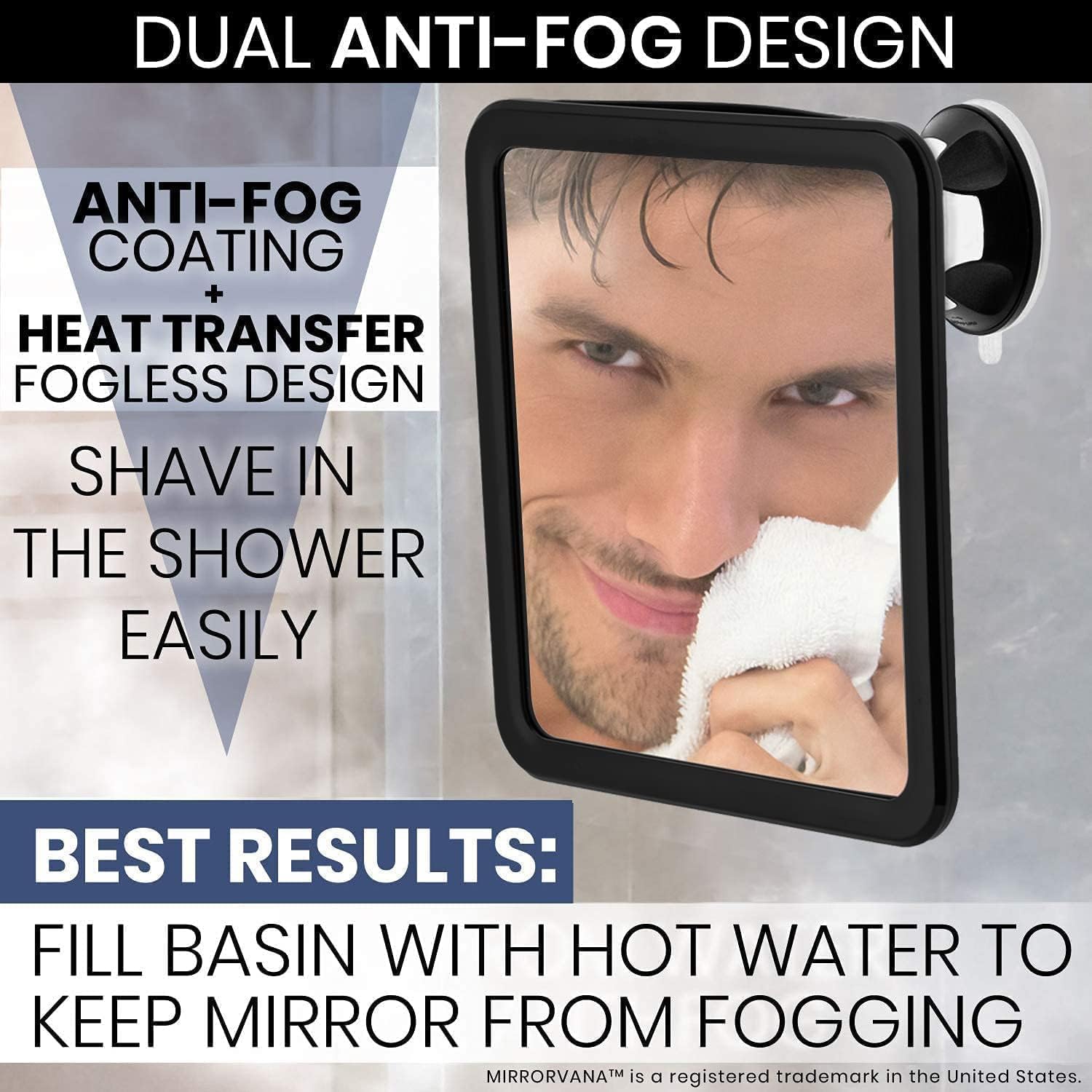 Fogless Shower Mirror with Suction Cup