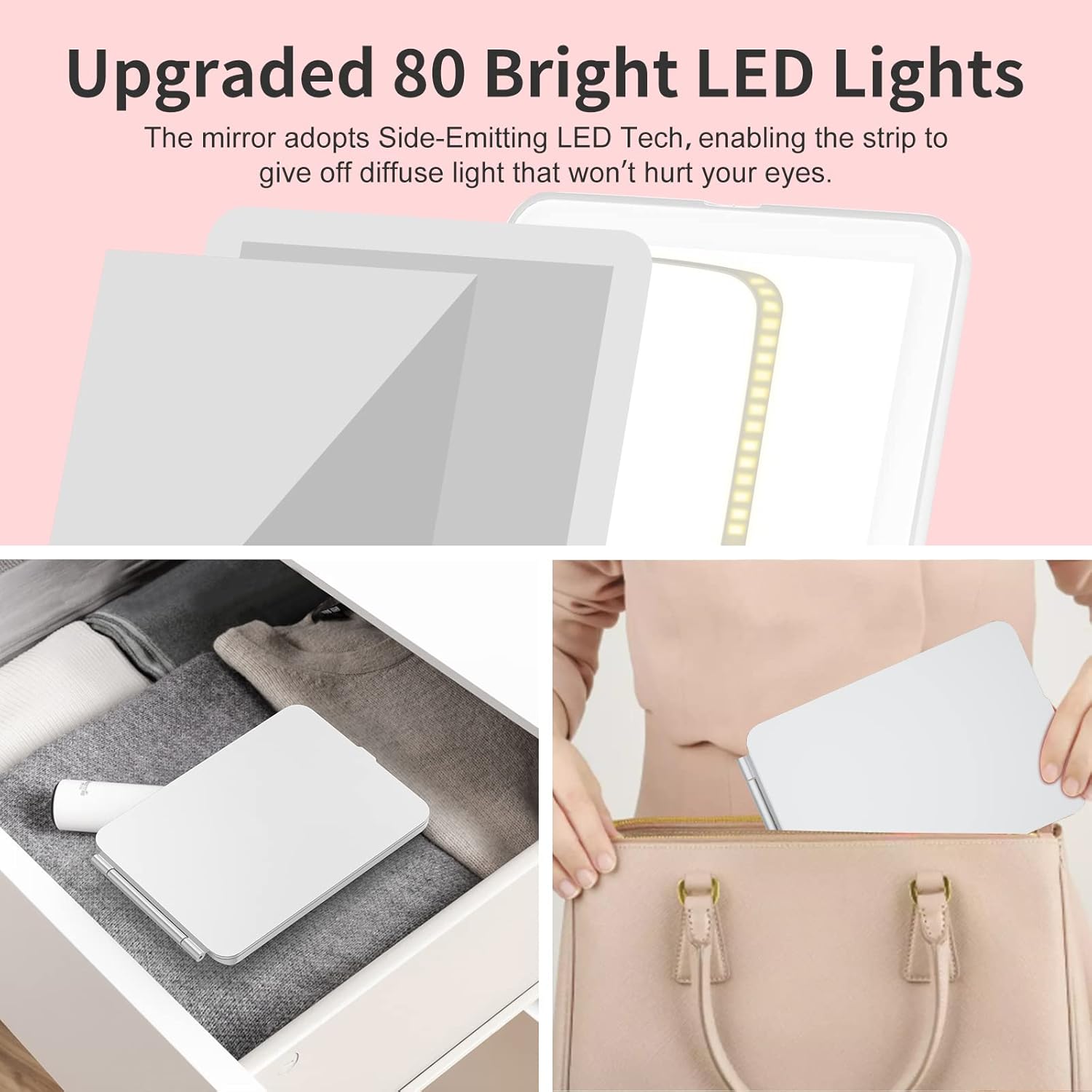 Charming 10X Magnifying Vanity Mirror with Rechargeable Lights for Women