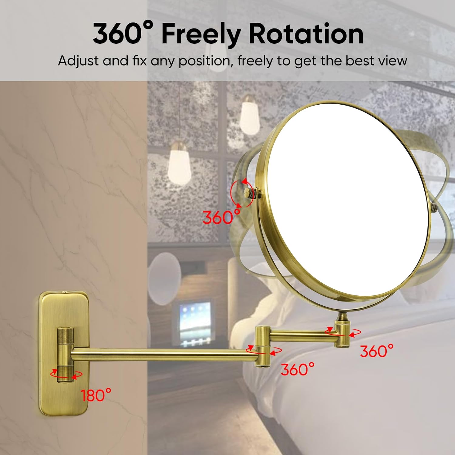 GURUN 8-Inch Double-Sided Wall Mount Makeup Mirror