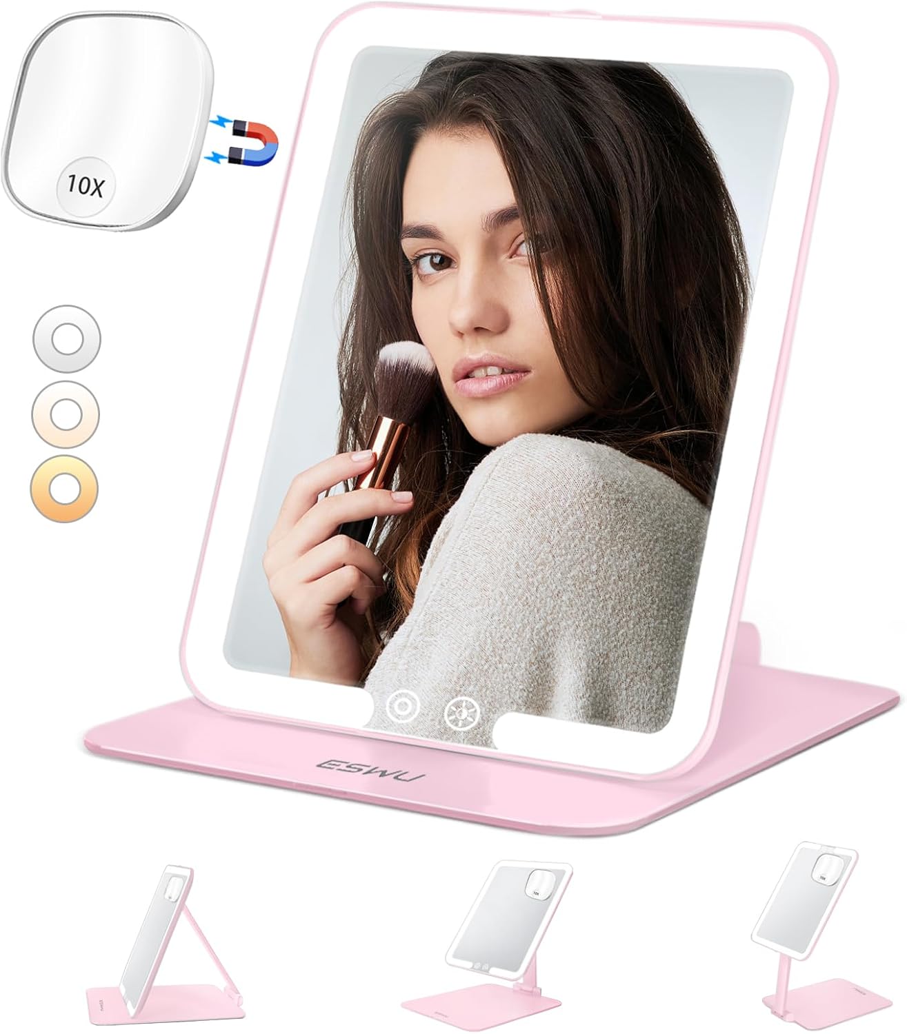 Foldable Portable Makeup Mirror with Light for Travel