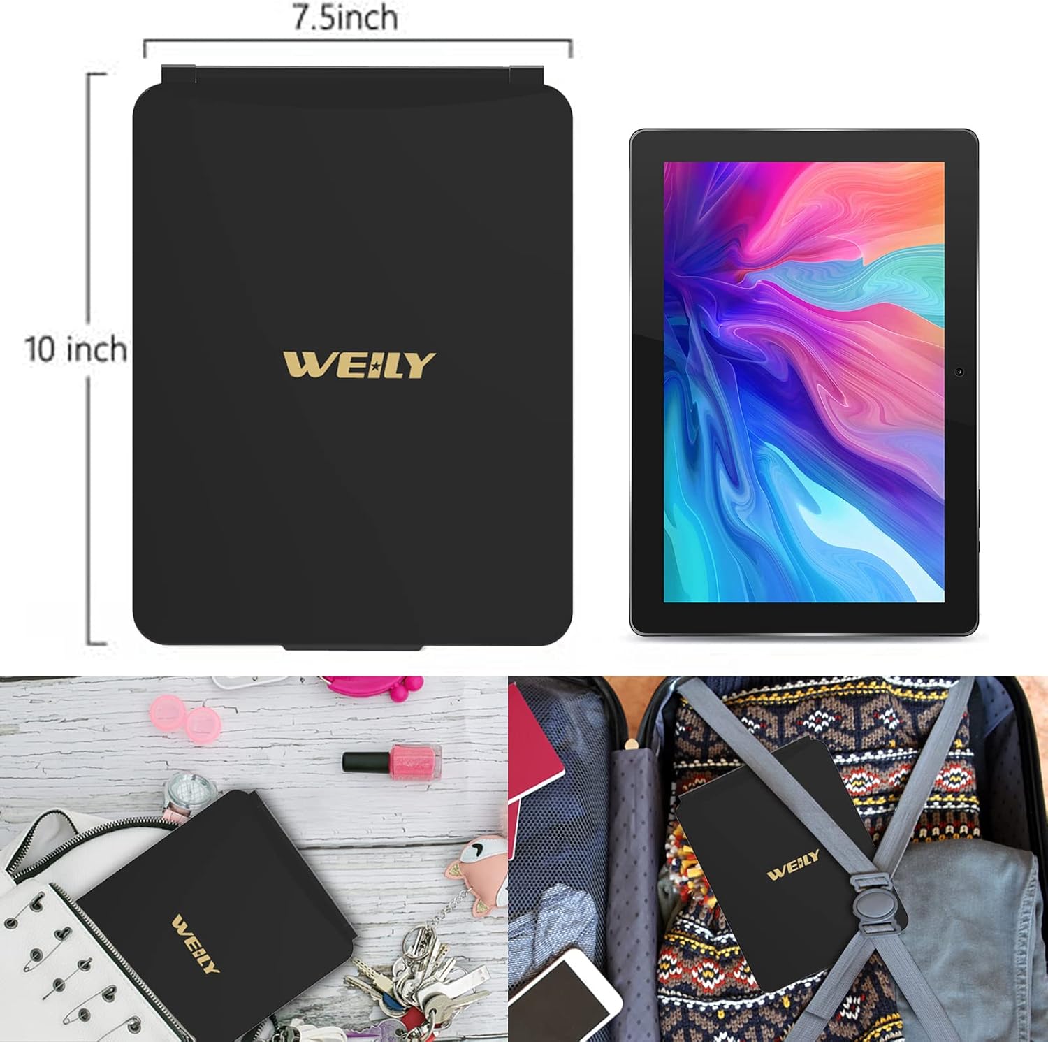 Weily Portable Makeup Mirror with LED Lights and Touch Screen