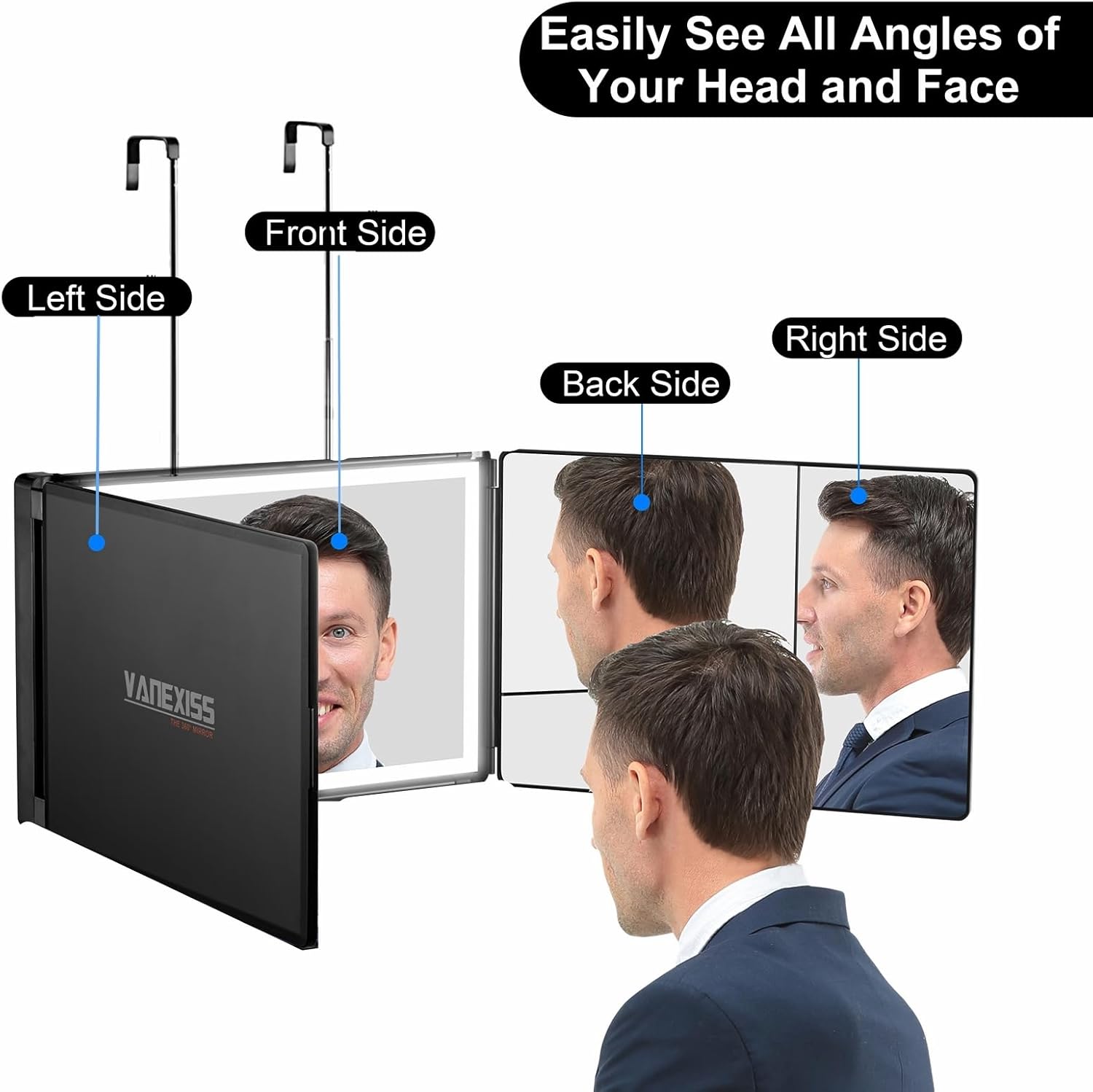 Vanexiss Rechargeable 3-Way Mirror for Personal Care