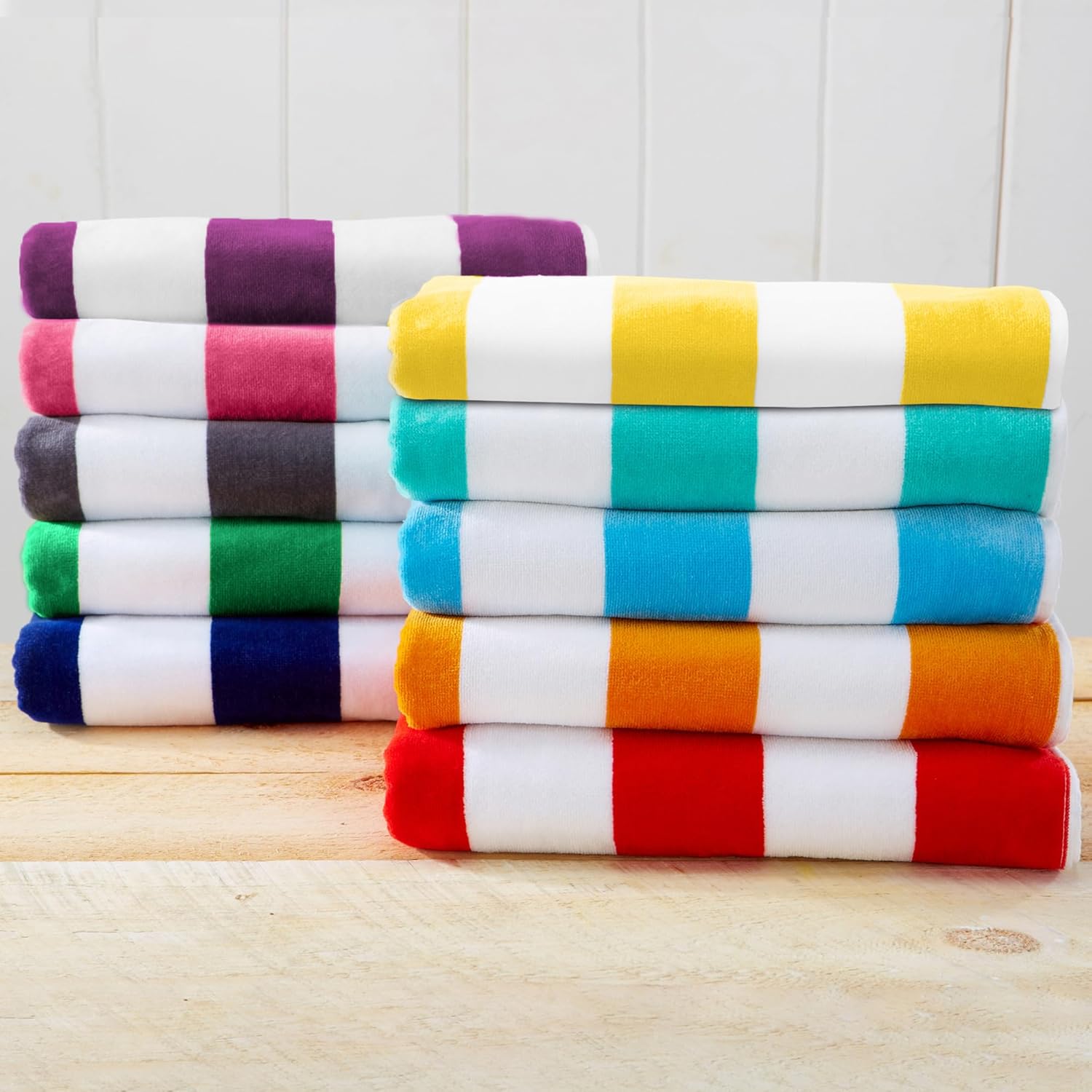 Great Bay Home Quik-Dry 100 Cotton Velour Oversized Beach Towel