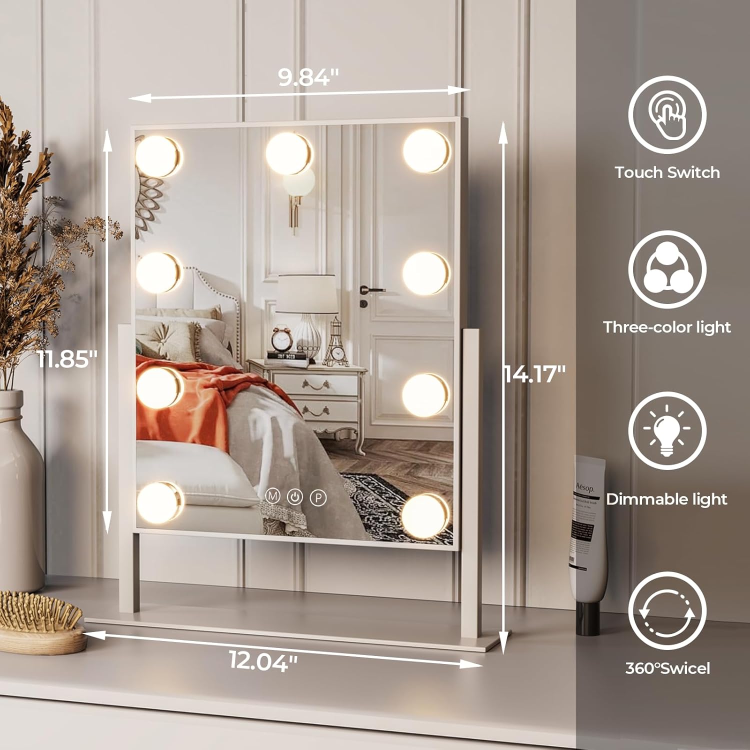 ZL ZELing Light-Up Vanity Mirror with Adjustable Magnification and Smart Touch