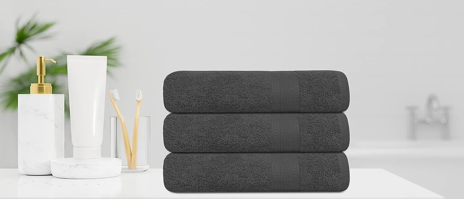 Premium Bath Towel Set - 6 x Terry Cotton Towels 24x48 for Daily Use