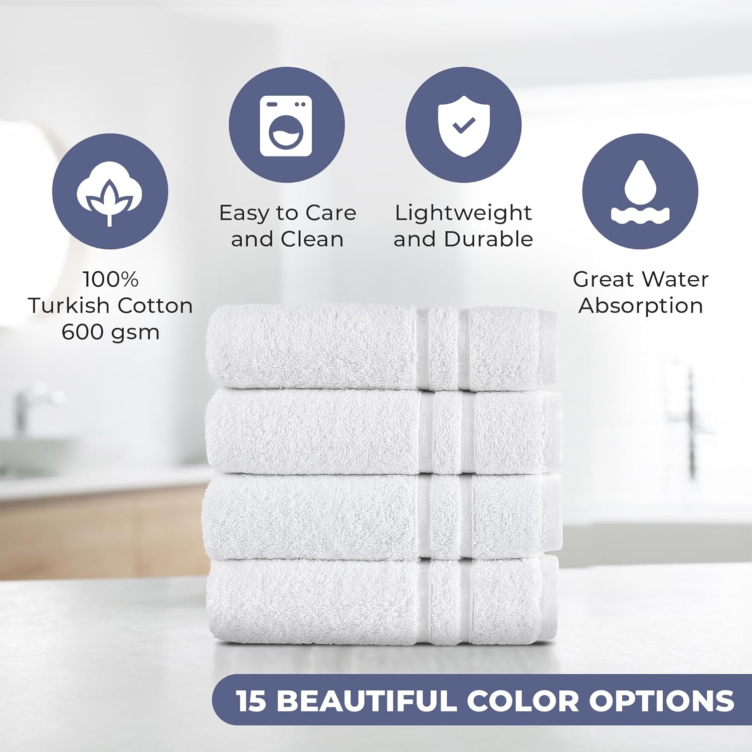 Luxury Turkish Cotton Hand Towels Extra Soft Hawmam Linen White Bath Set