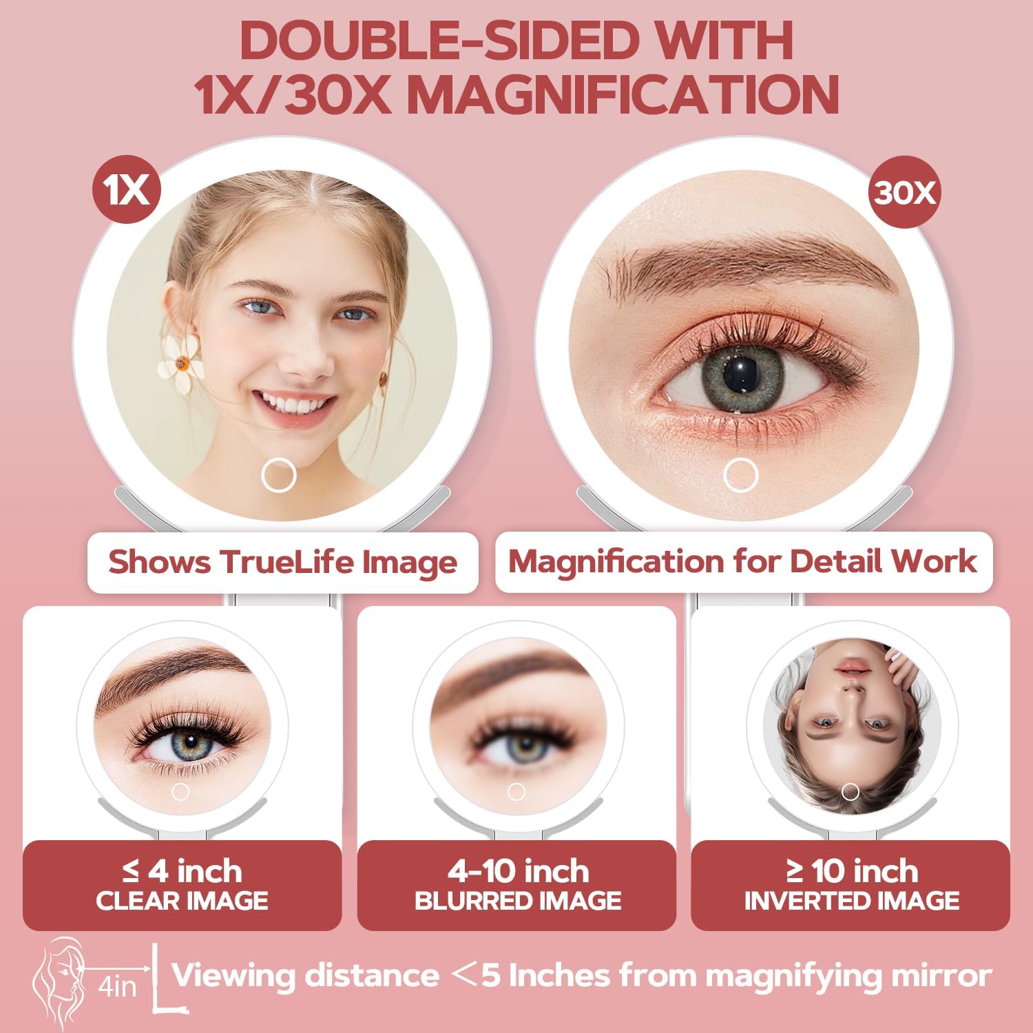 30x Magnifying Vanity Mirror Travel Makeup Mirror