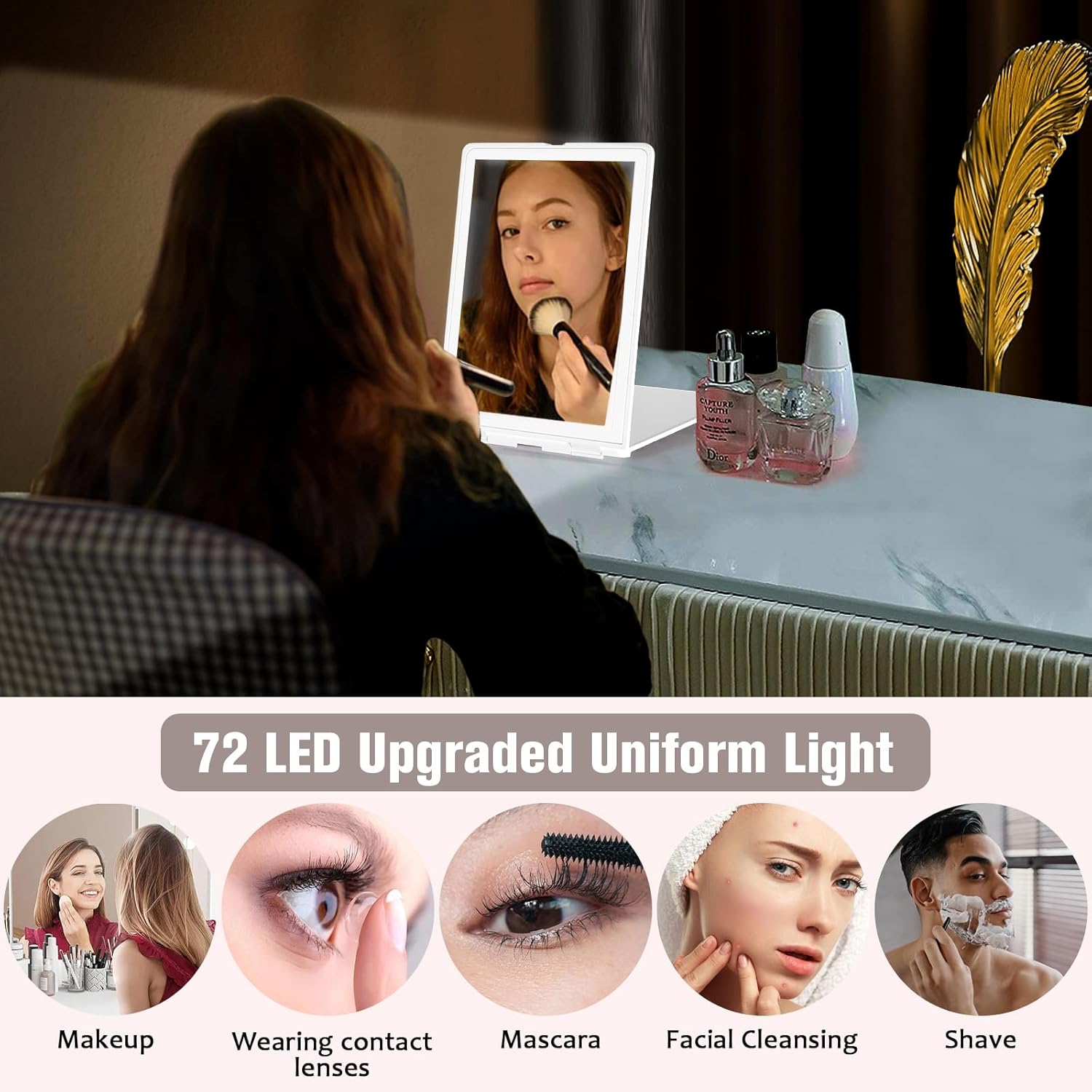 WO Homiba Travel Makeup Mirror with Lights