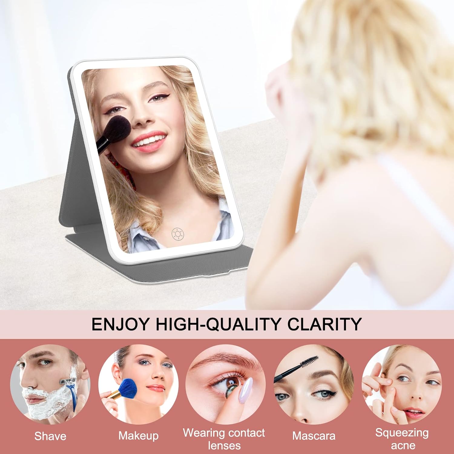 Rechargeable Travel Makeup Mirror with 72 LED Lights