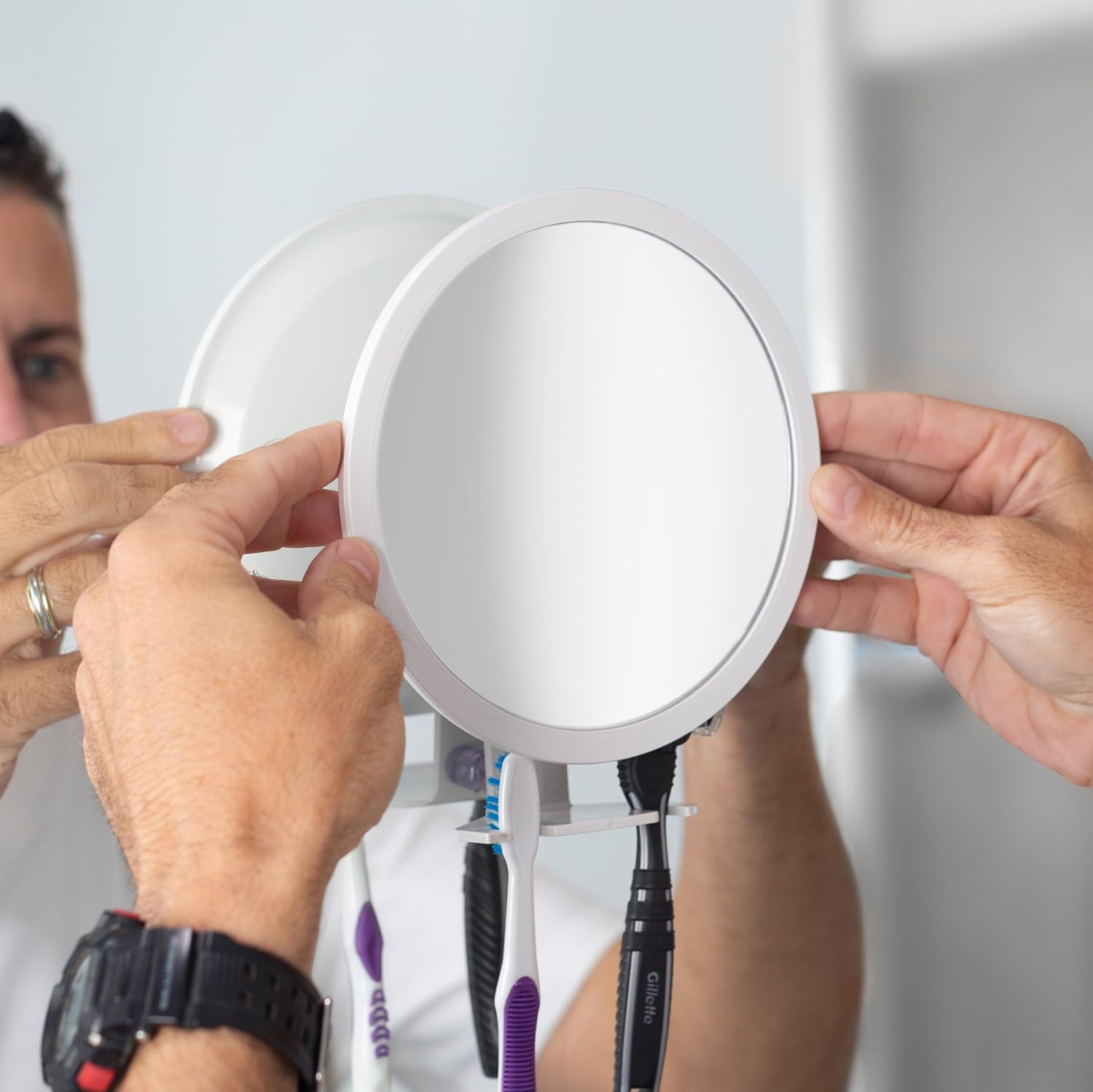 Adjustable Fog-Free Shower Mirror for Beards Mens Facial Hair