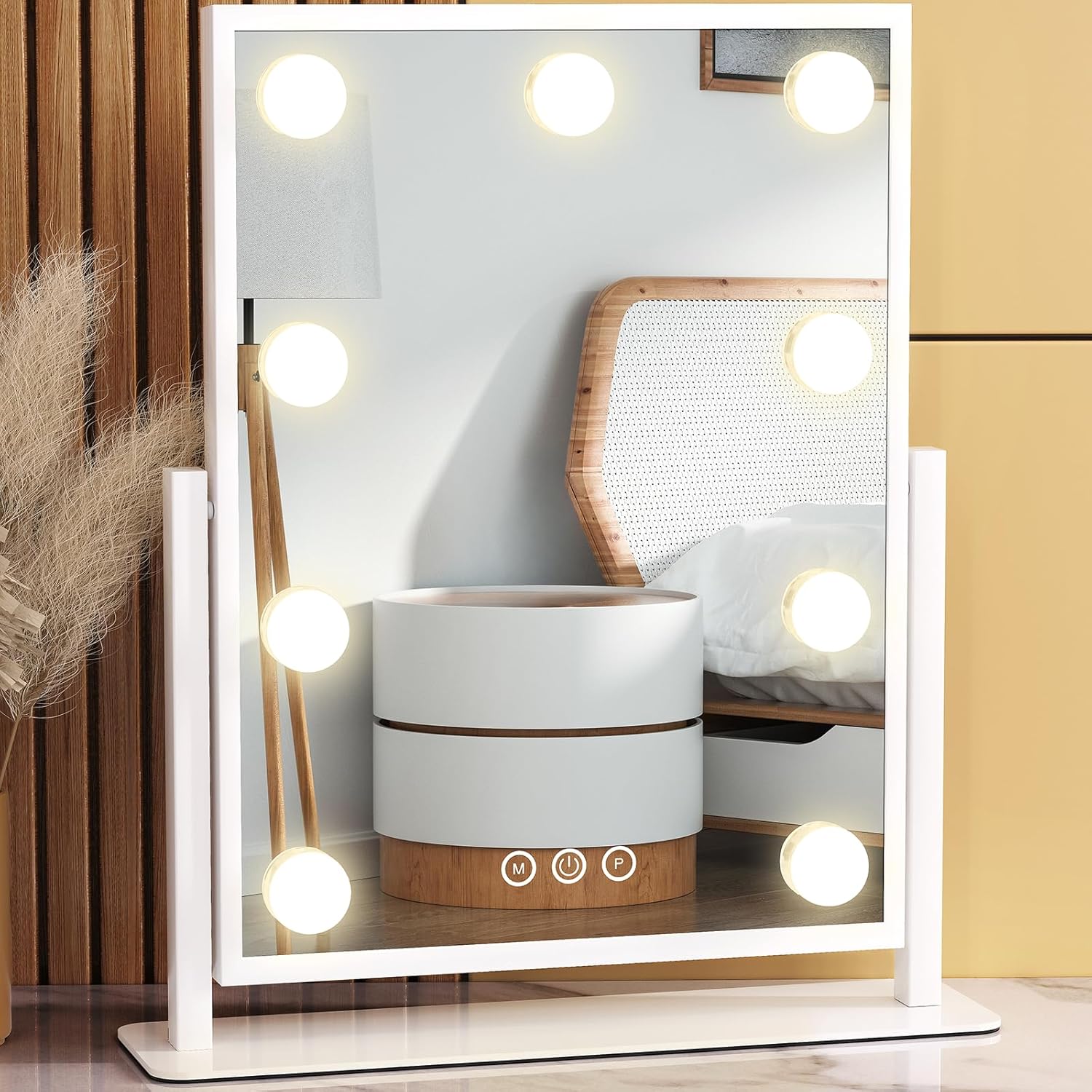 Stylish Lighted Makeup Mirror with 360-Degree Rotation for Women