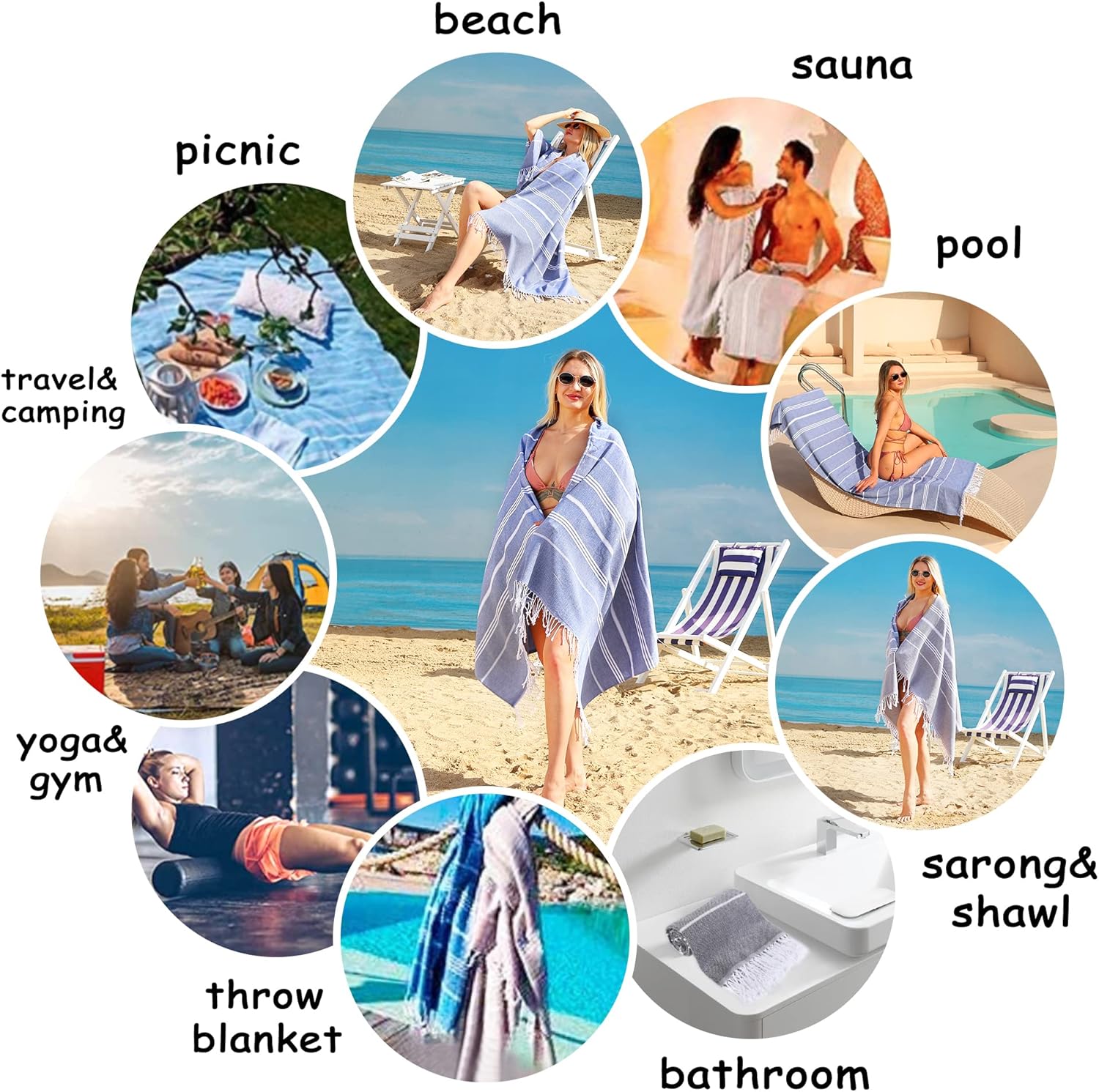 Oversized Beach Towels Quick-Dry Sand-Free