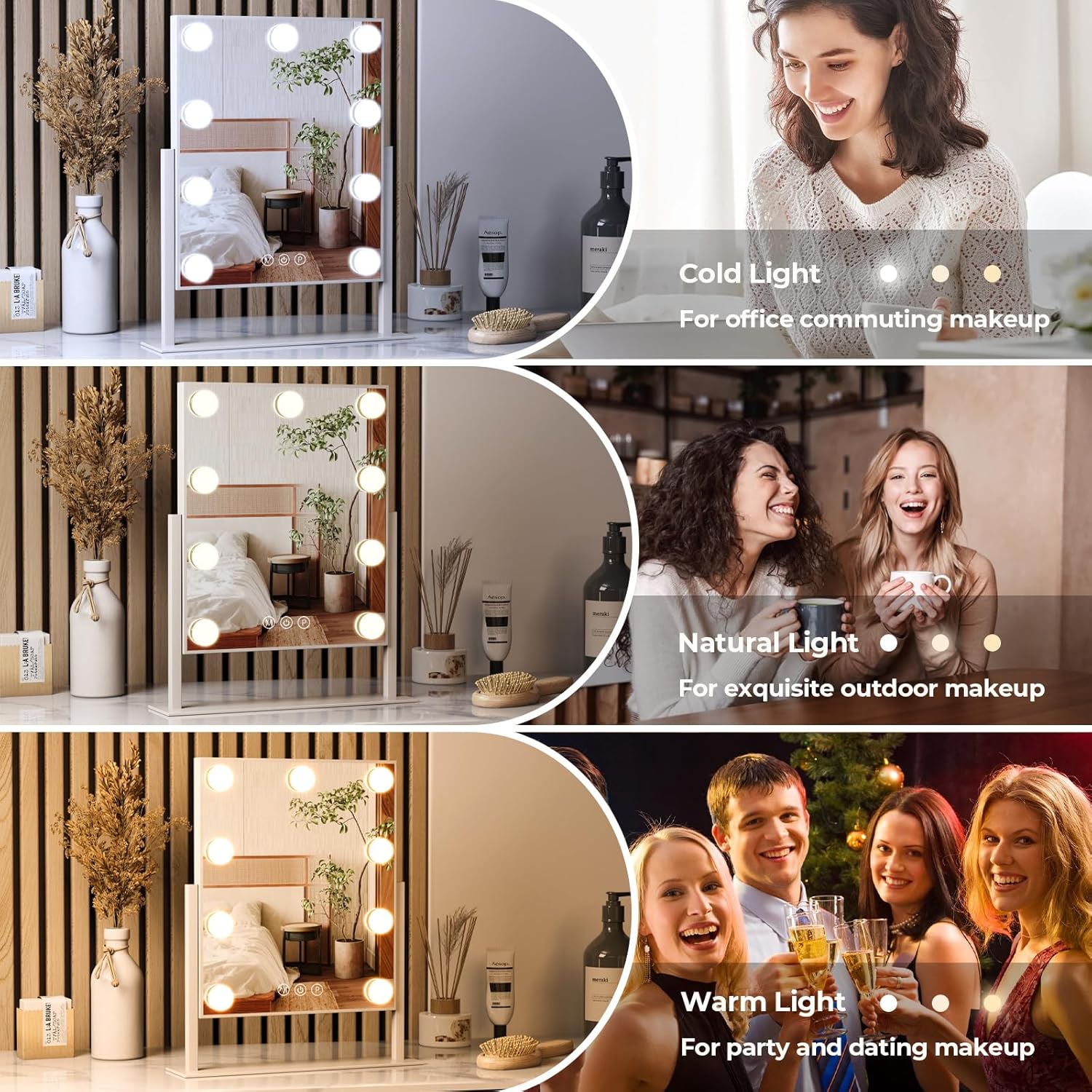 ZL ZELing Light-Up Vanity Mirror with Adjustable Magnification and Smart Touch