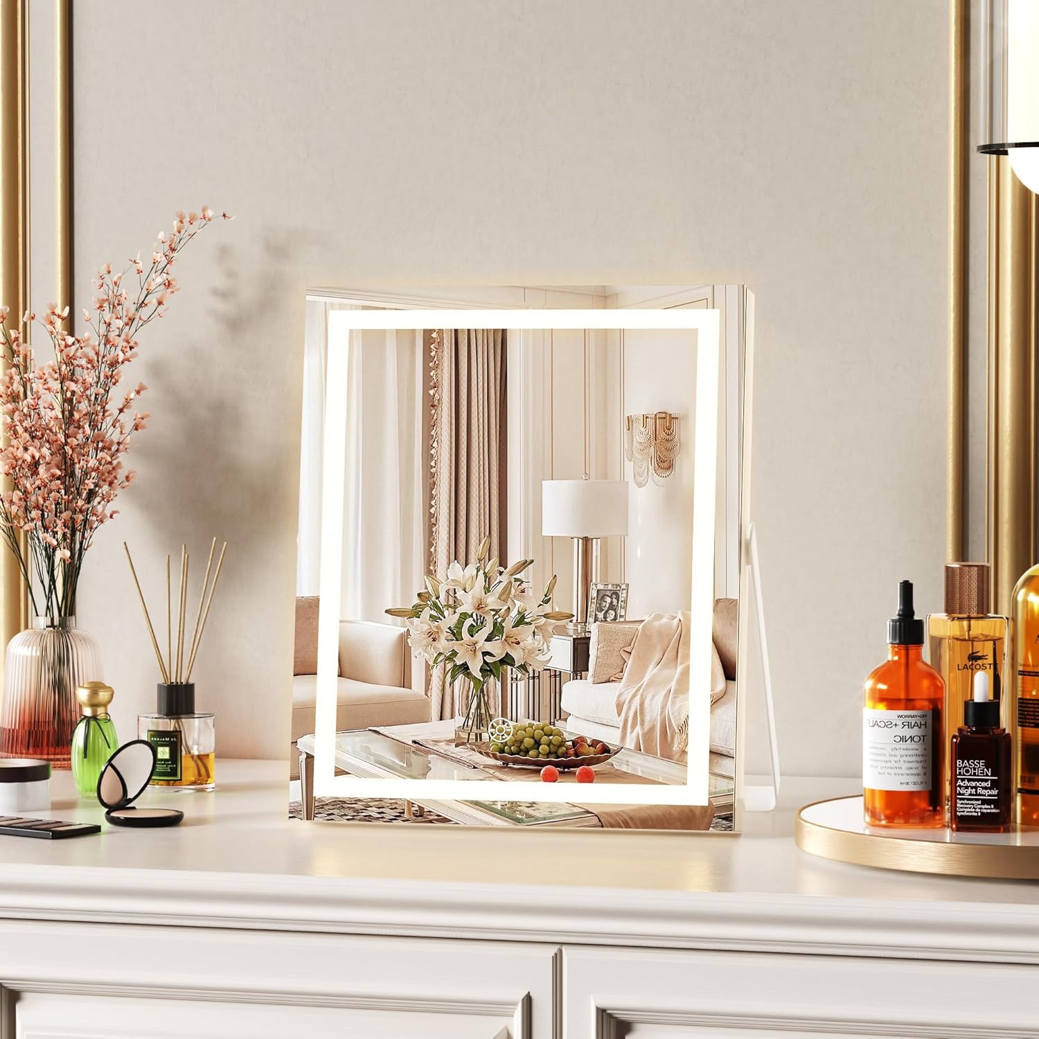 Vanity Mirror with Variable Lighting for Makeup Needs