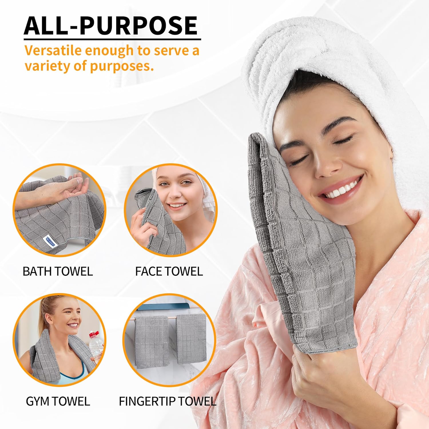 HOMERHYME Hand Towels 12-Pack Quick-DryLint-FreeBath Kitchen Essentials
