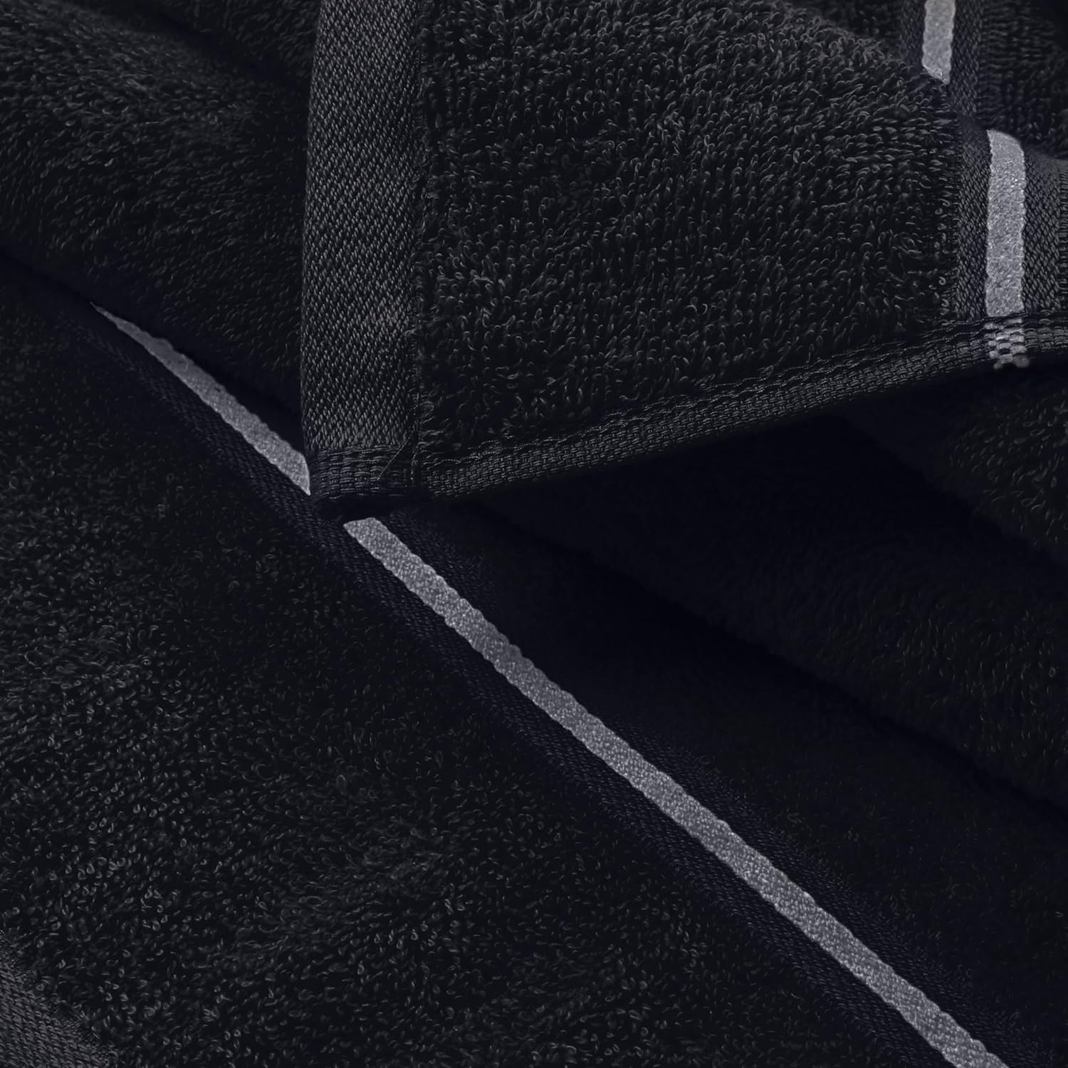 Stylish Ultra Soft 6-Piece Cotton Towel Set Black