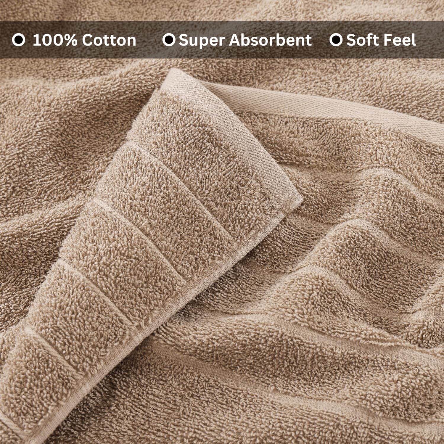 Casa Platino 4-Piece Bathroom Towel Set 30x60 Cotton Tawny Brown