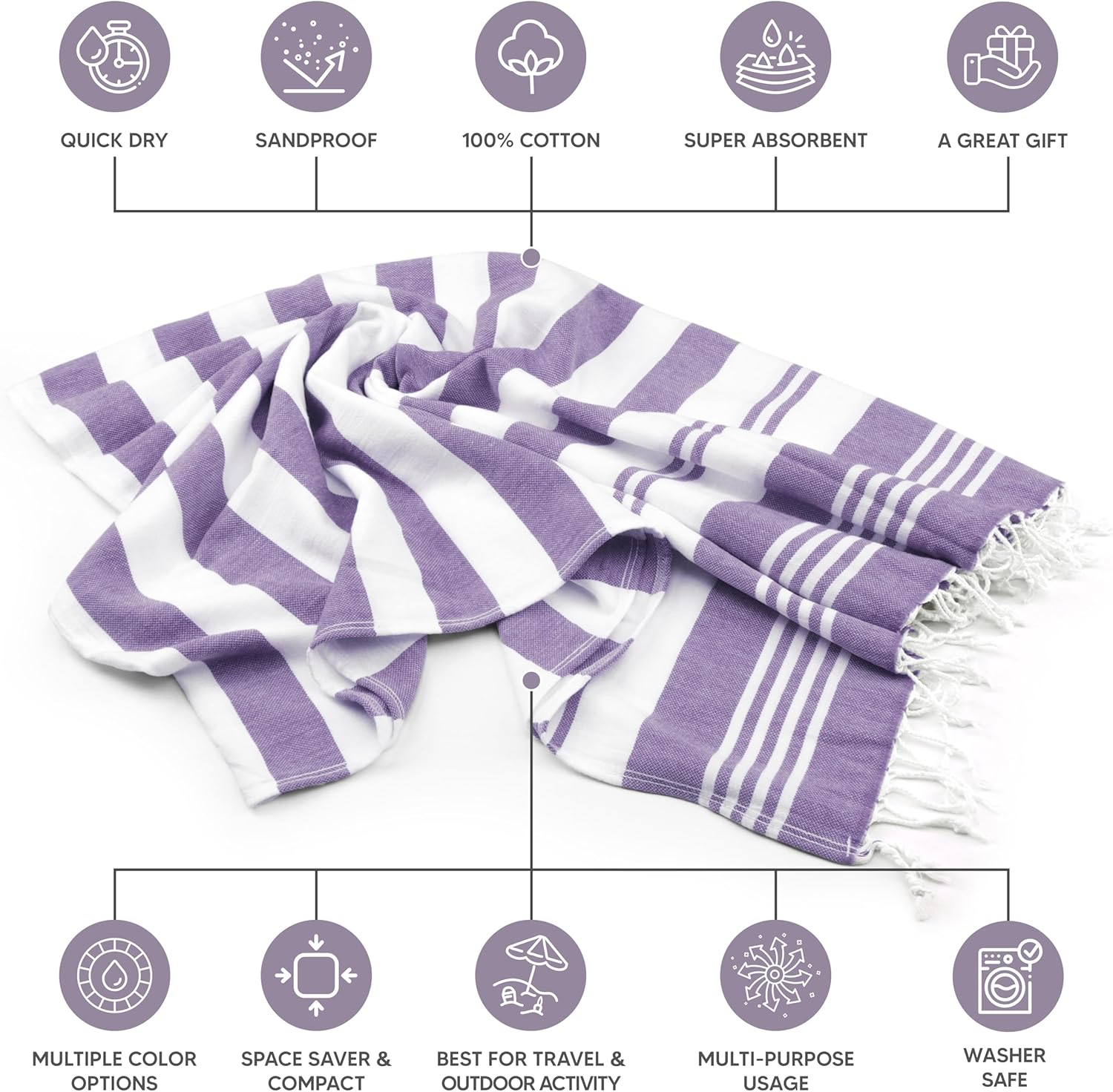 Utopia Towels - 4 Pack Turkish Beach Towels 40 x 72 inches