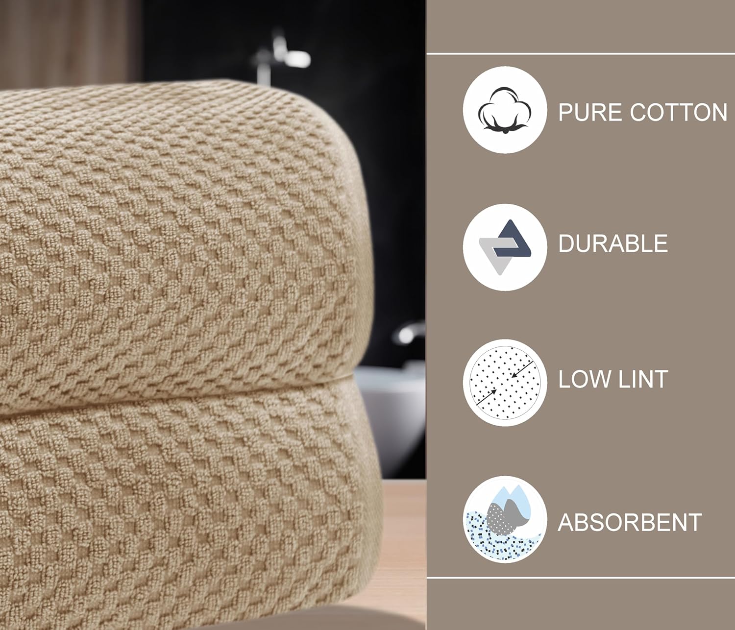 Luxury Euro Spa Bath Towels Set - 2 x 35x70 Waffle Weave Cotton Towels