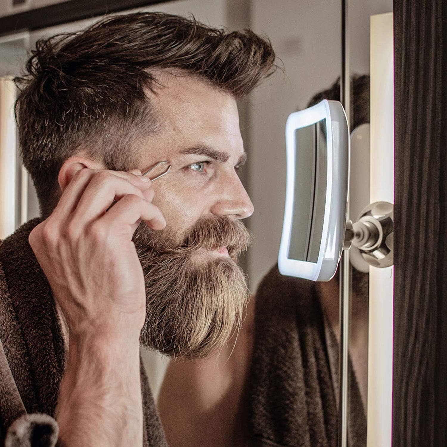 Fancii Rechargeable 10X Magnifying Mirror with 3 LED Light Settings White