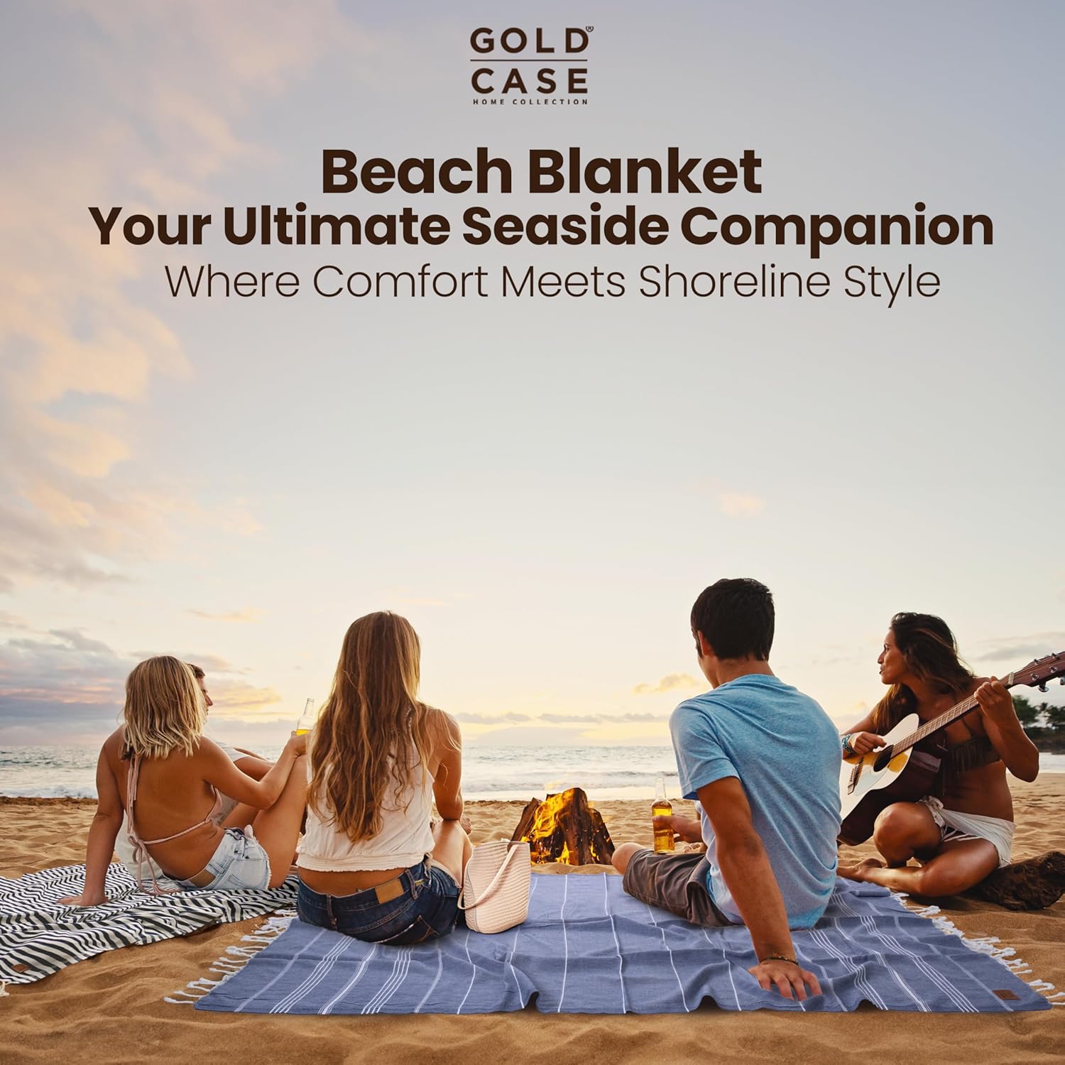 Gold CASE Turkish Beach Towel Set of 6 100 Cotton Black