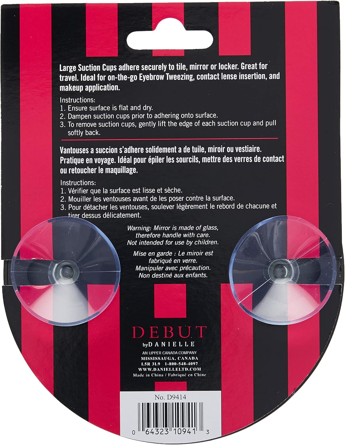 Danielle Creations 6-Inch Suction Cup Makeup Mirror with 10X Magnification