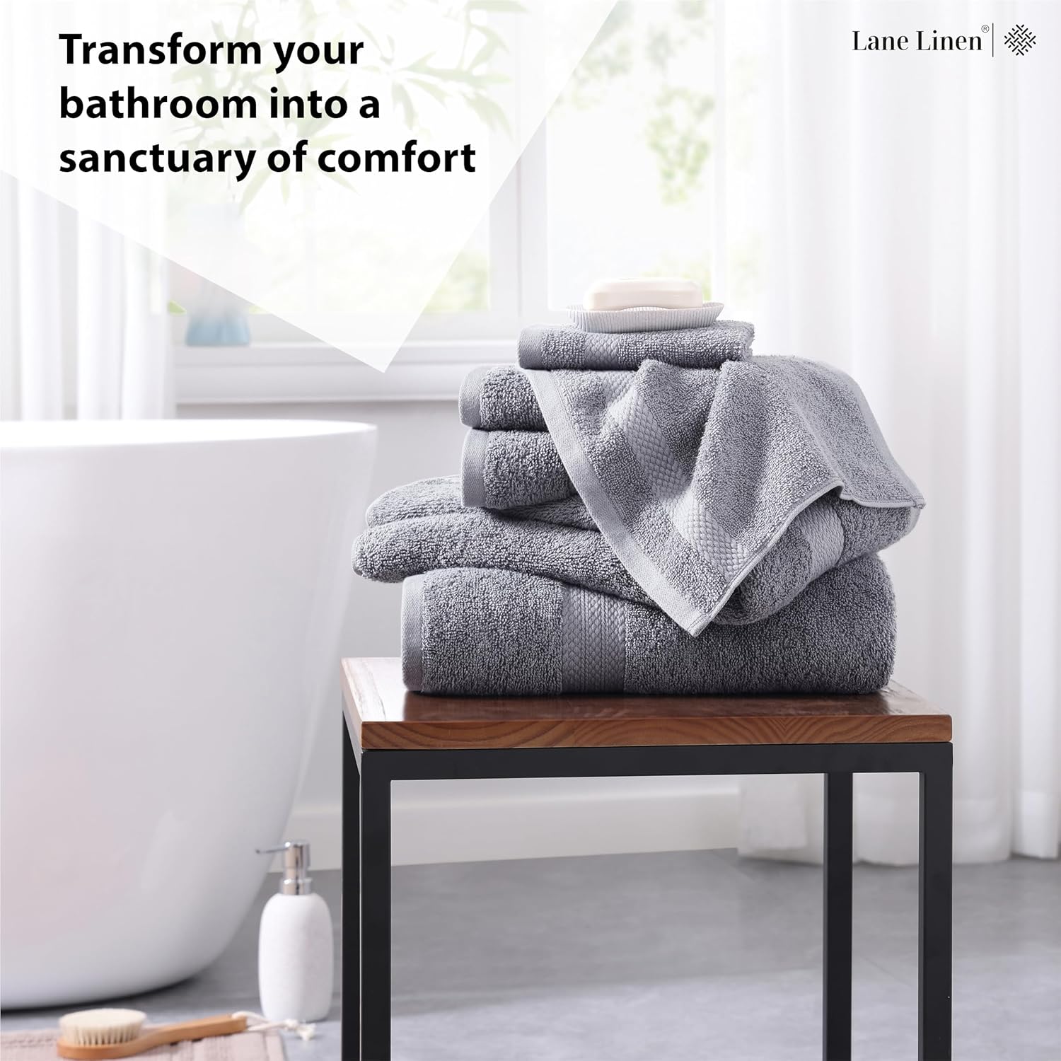 Premium 6-Piece Grey Cotton Bath Towel Set