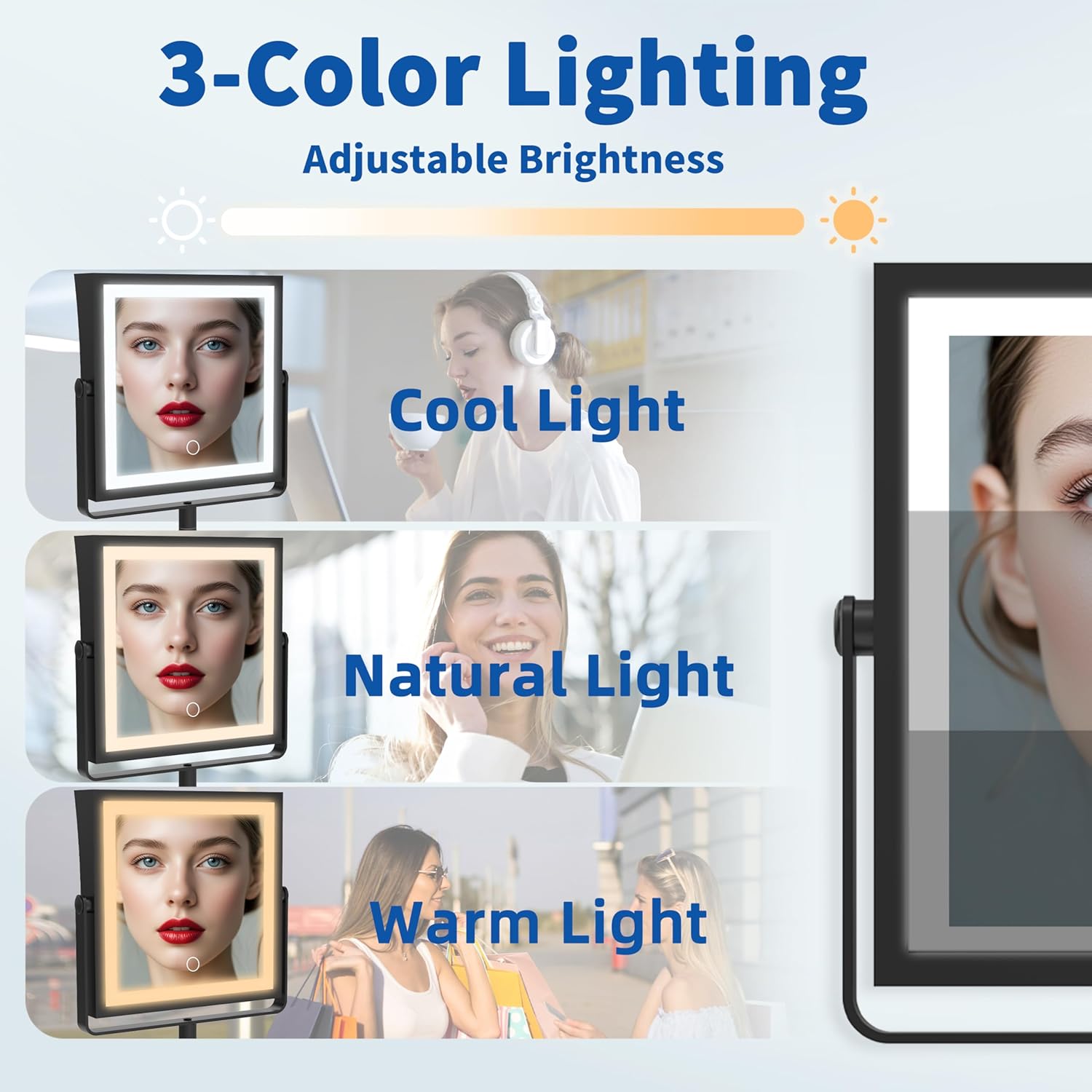 rqac Rechargeable Wall-Mounted Makeup Mirror wLights 10X magnification Matte Black