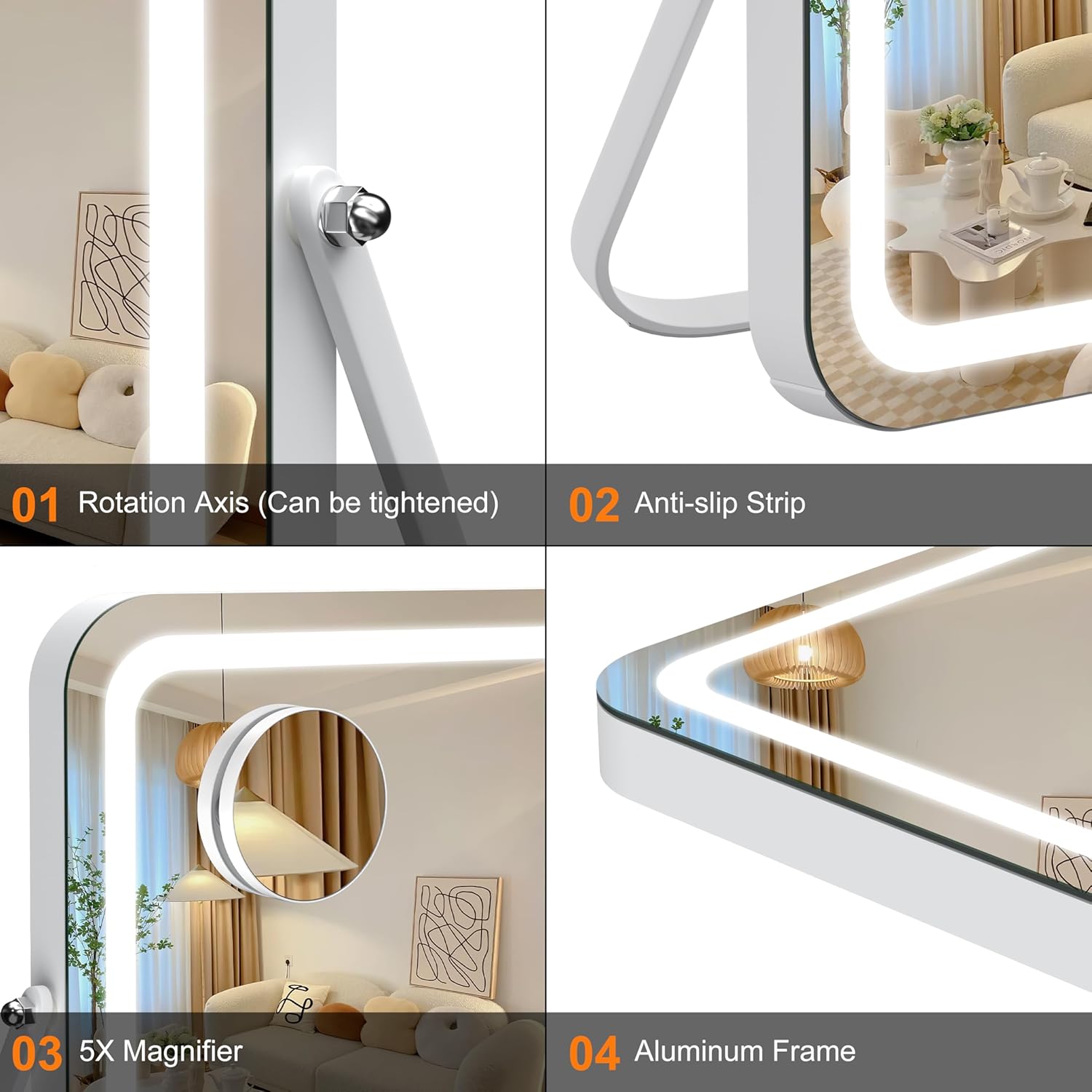 Versatile Vanity Mirror with Smart Lighting Magnifying Glass