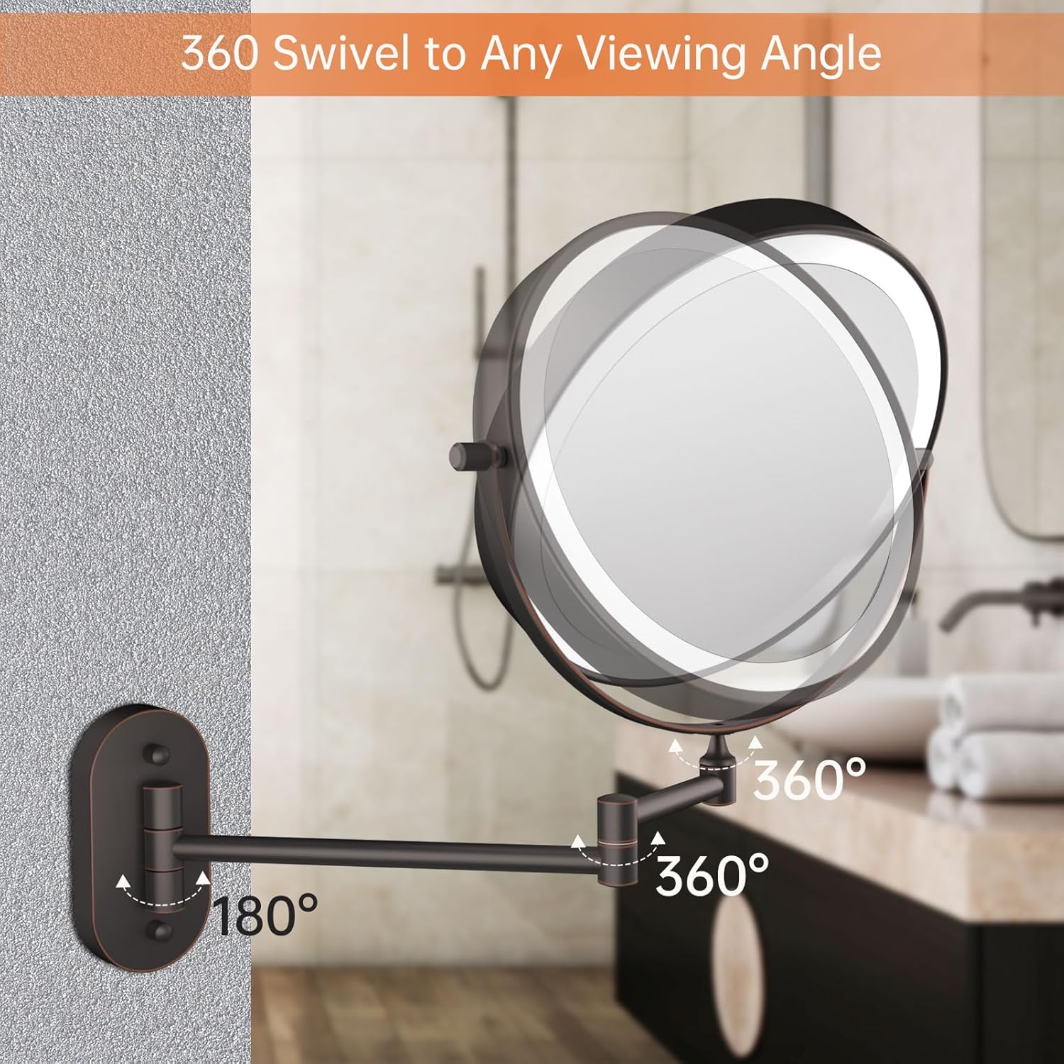 FUNTOUCH Wall Mounted Lighted Makeup Vanity Mirror