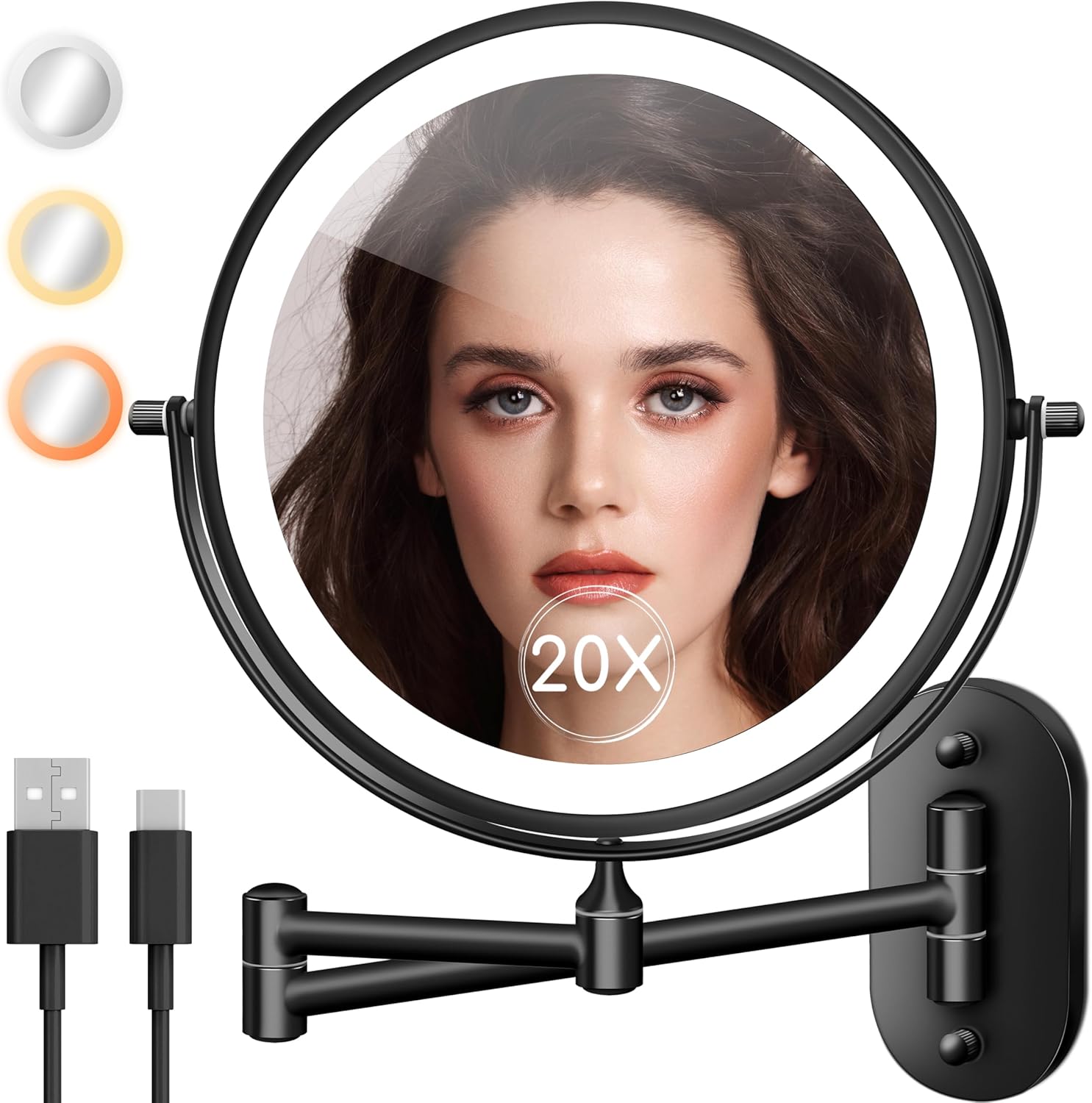 Wall-Mounted Makeup Mirror with Light