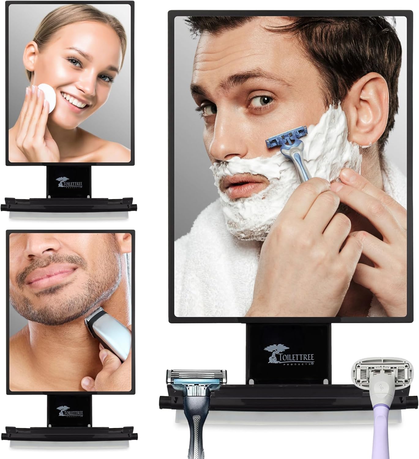 Toilet Tree BostaShowerFixer - Anti-Fog Adjustable Shower Mirror for Bathroom