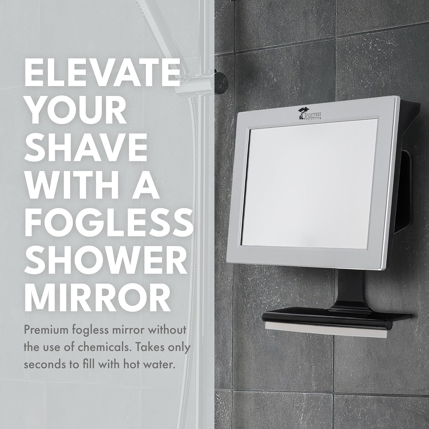 ToiletTree Products Anti-Fog Shower Mirror with Squeegee