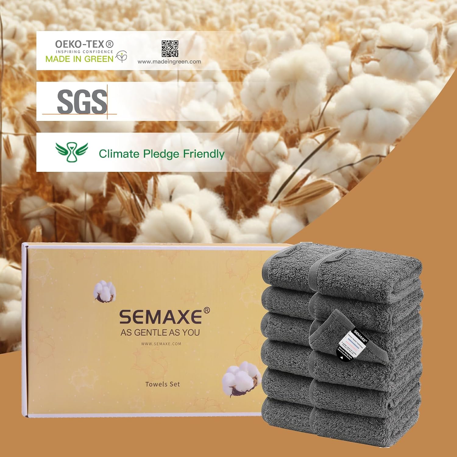 SEMAXE Grey Washcloth Set