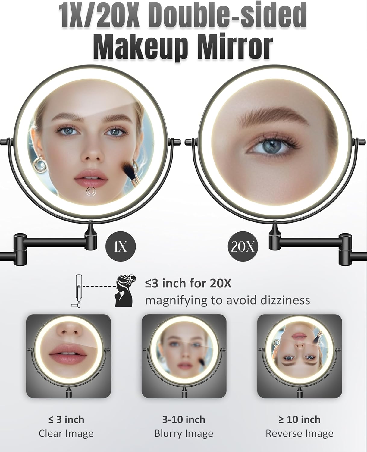 Wall-Mounted Makeup Mirror with Light