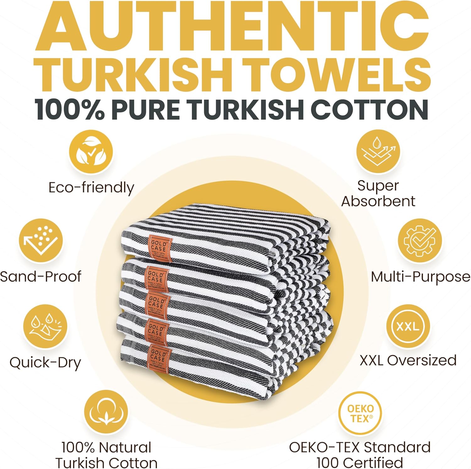 5-Piece Set of Lightweight Turkish Beach Towels