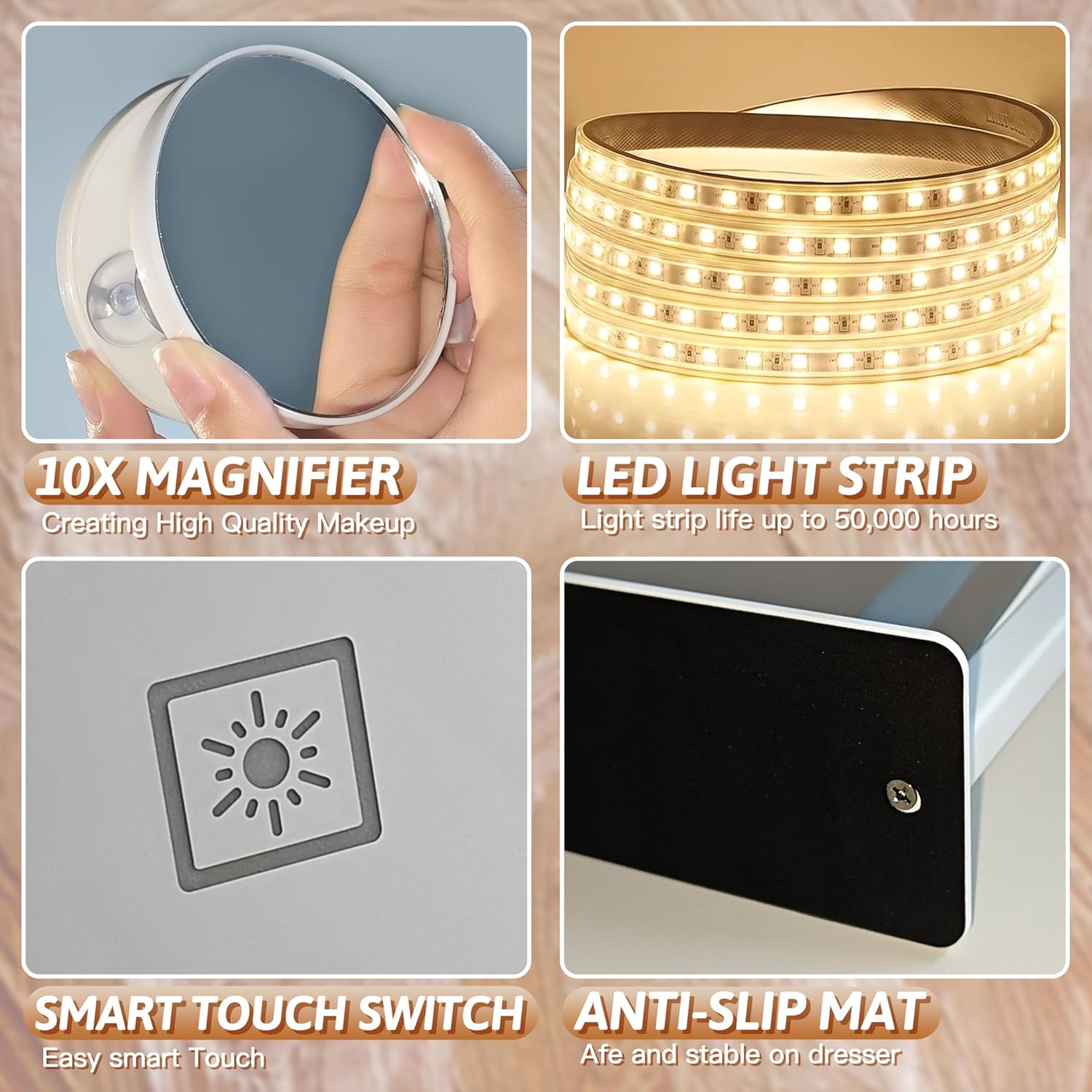 Rounded Vanity Mirror with LED Lights