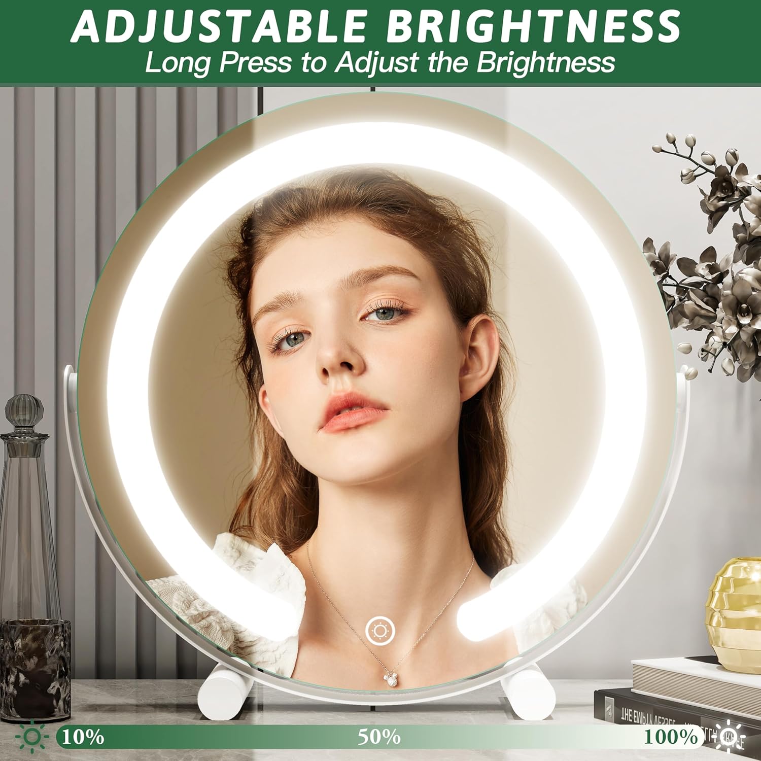Stylish 360-Degree LED Makeup Mirror with Smart Lights