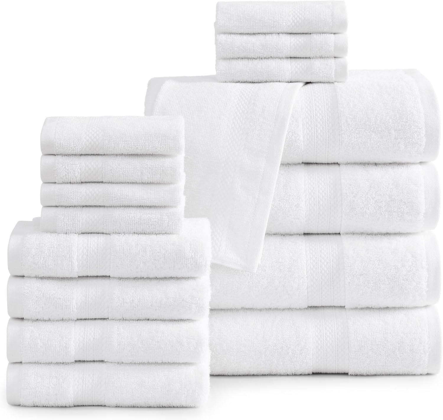 16-Piece Luxury Cotton Bath Towels Set - Soft Absorbent 100 Cotton Towels