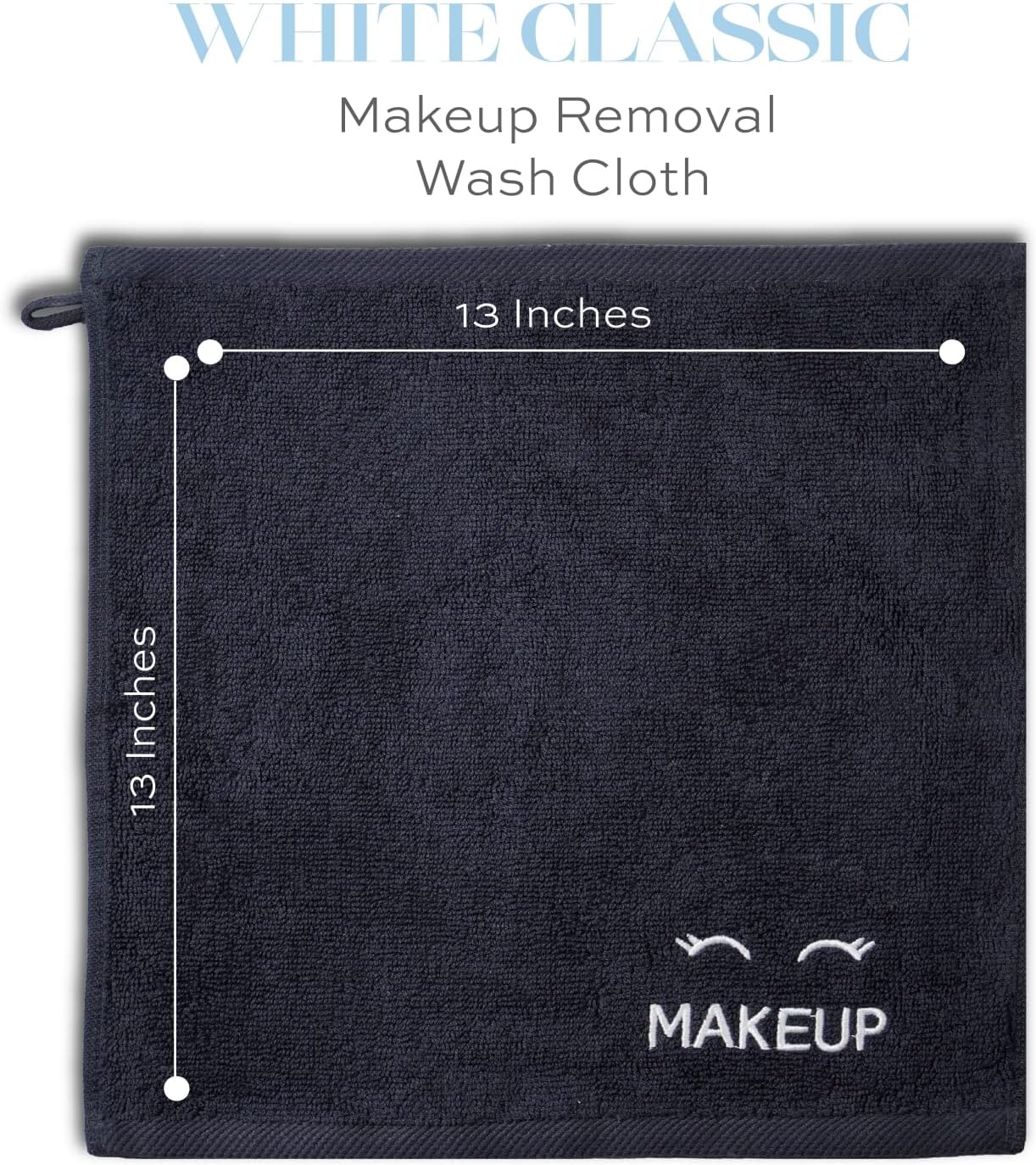 White Classic Bleach Safe Black Makeup Washcloths