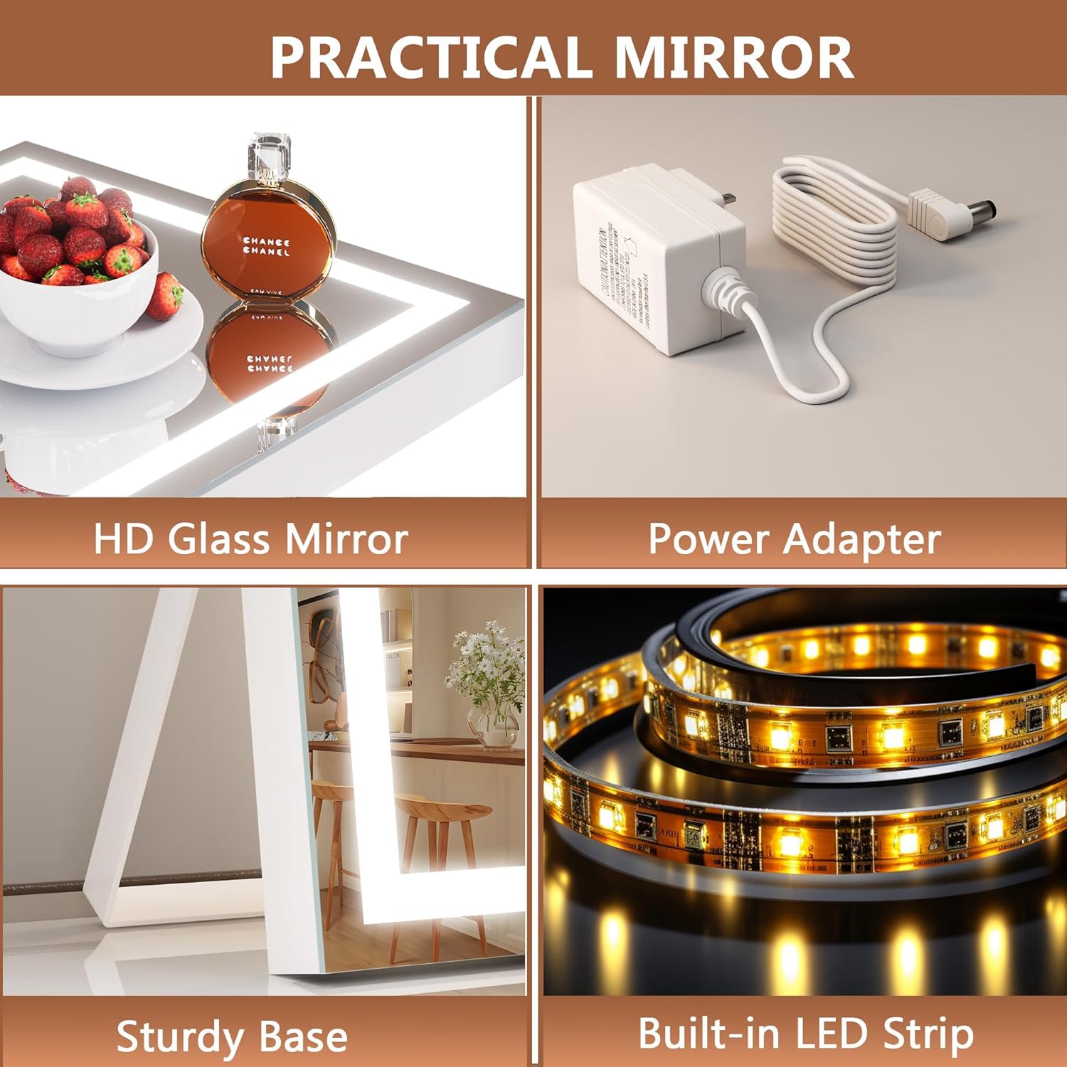 Vanity Mirror with Variable Lighting for Makeup Needs