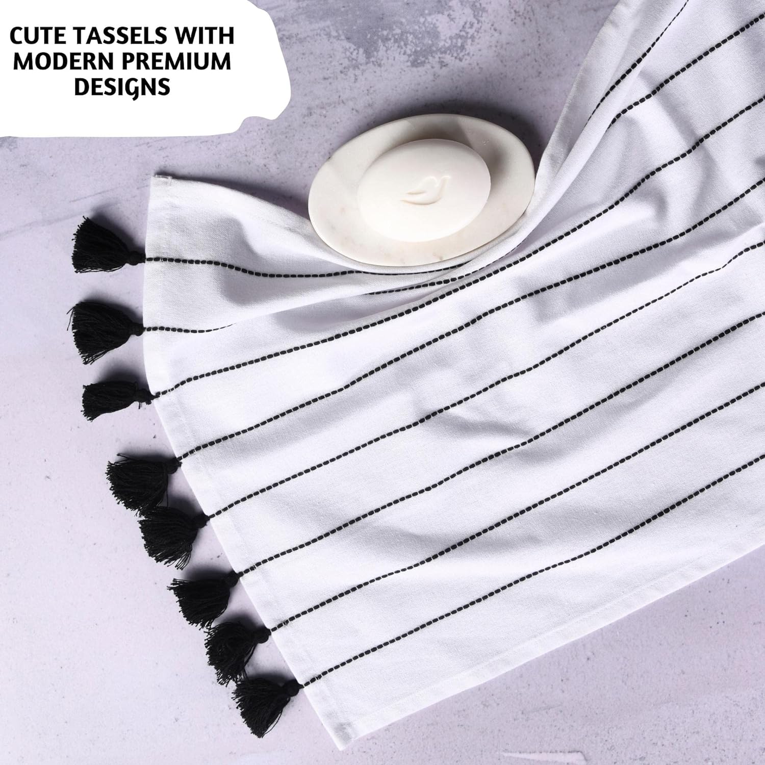 Folkulture Boho Hand Towels with Tassels Set of 2 1