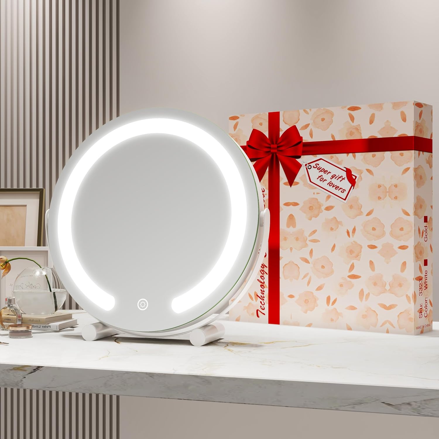 Stylish 360-Degree LED Makeup Mirror with Smart Lights