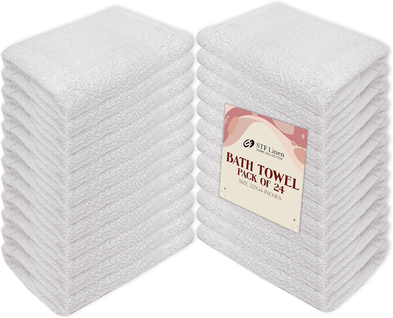 24-Piece White Bath Towels