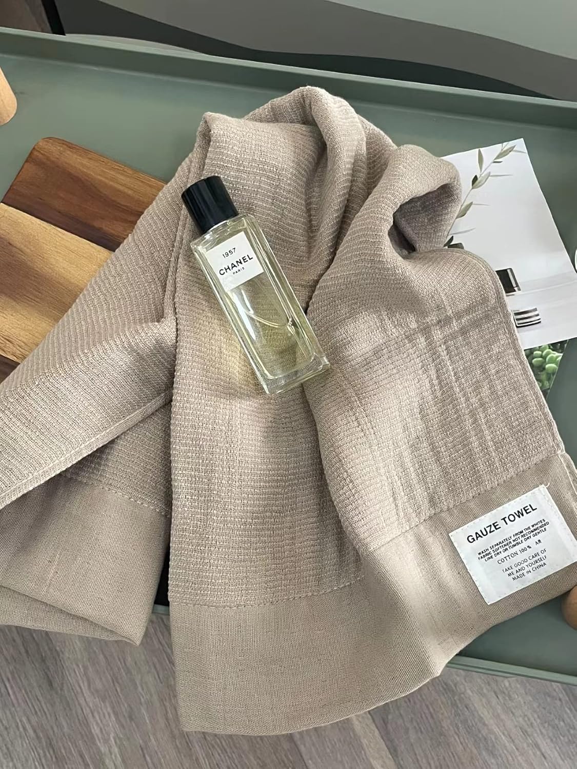 HOMHSP Khaki Multi-Purpose Cotton Towels Set